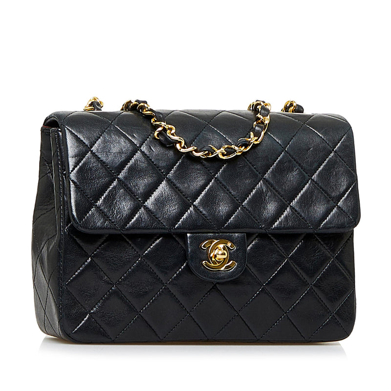 Black Chanel Small Classic Lambskin Single Flap Crossbody Bag