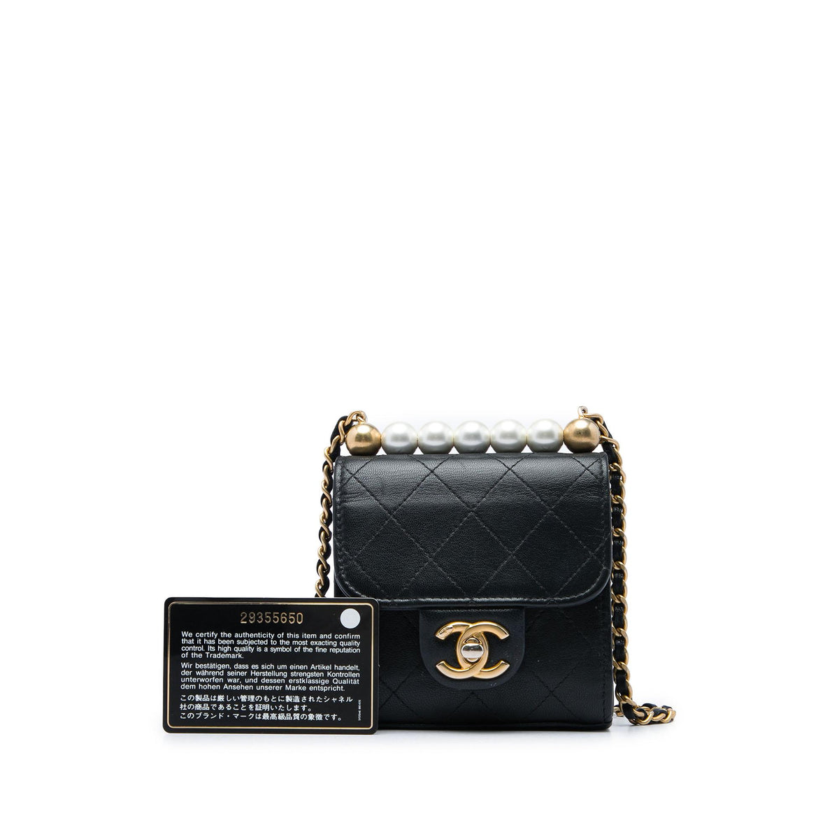 Chanel Mini Goatskin Chic Pearls Clutch On Chain