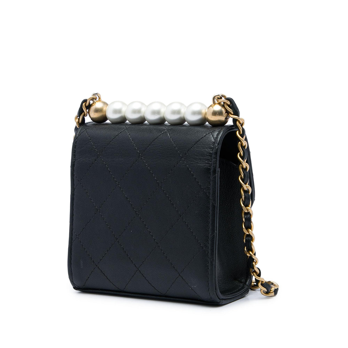 Chanel Mini Goatskin Chic Pearls Clutch On Chain