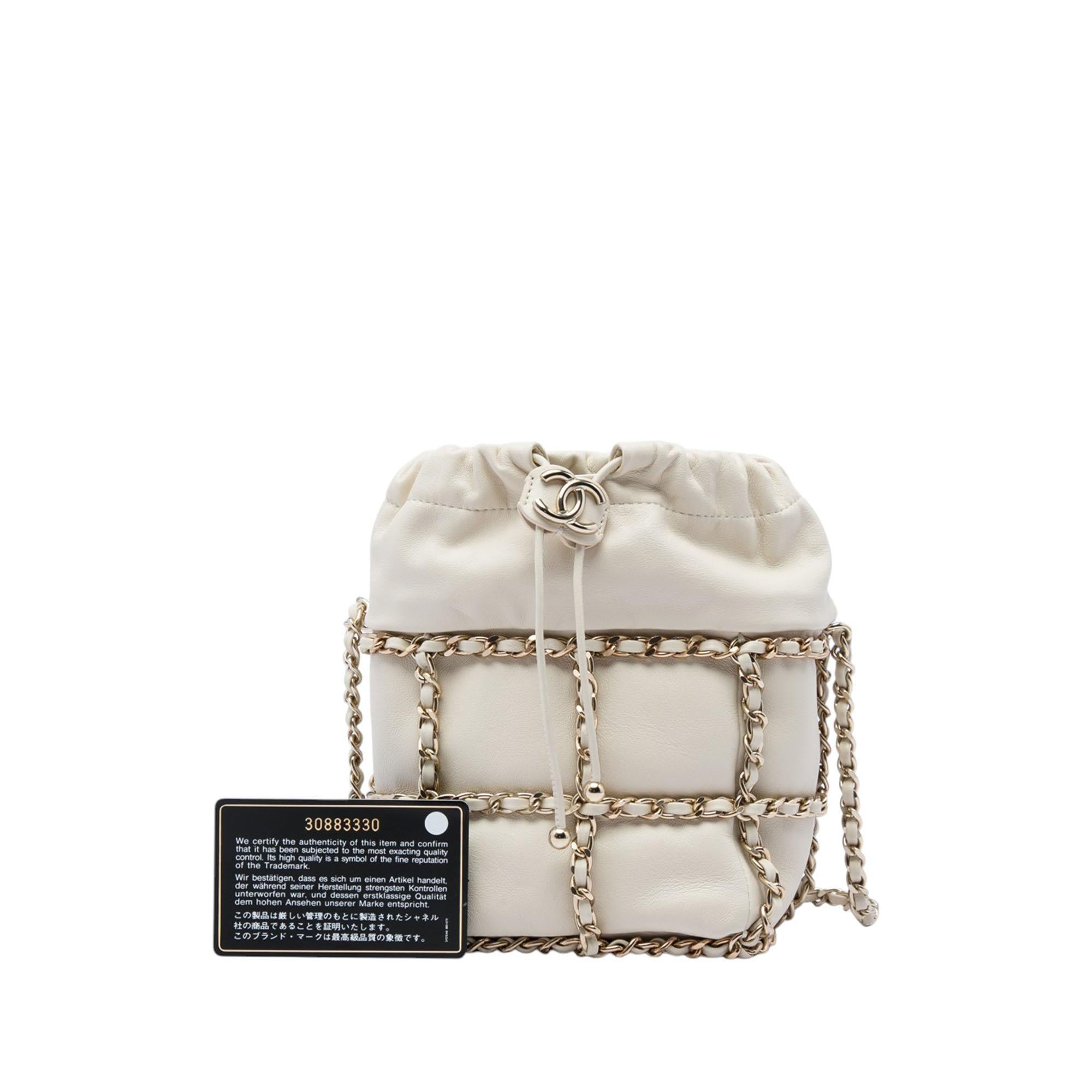Chanel Mini Lambskin CC Chain Frame Drawstring Bucket Bag