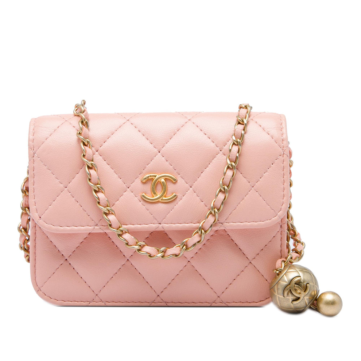 Chanel Mini Lambskin Pearl Crush Clutch On Chain