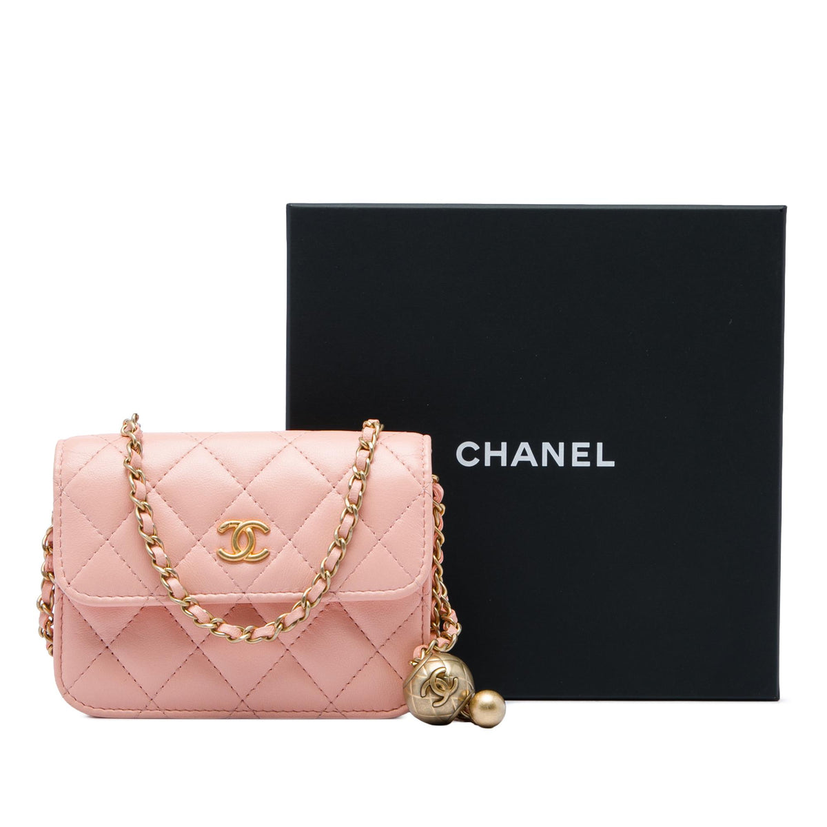 Chanel Mini Lambskin Pearl Crush Clutch On Chain