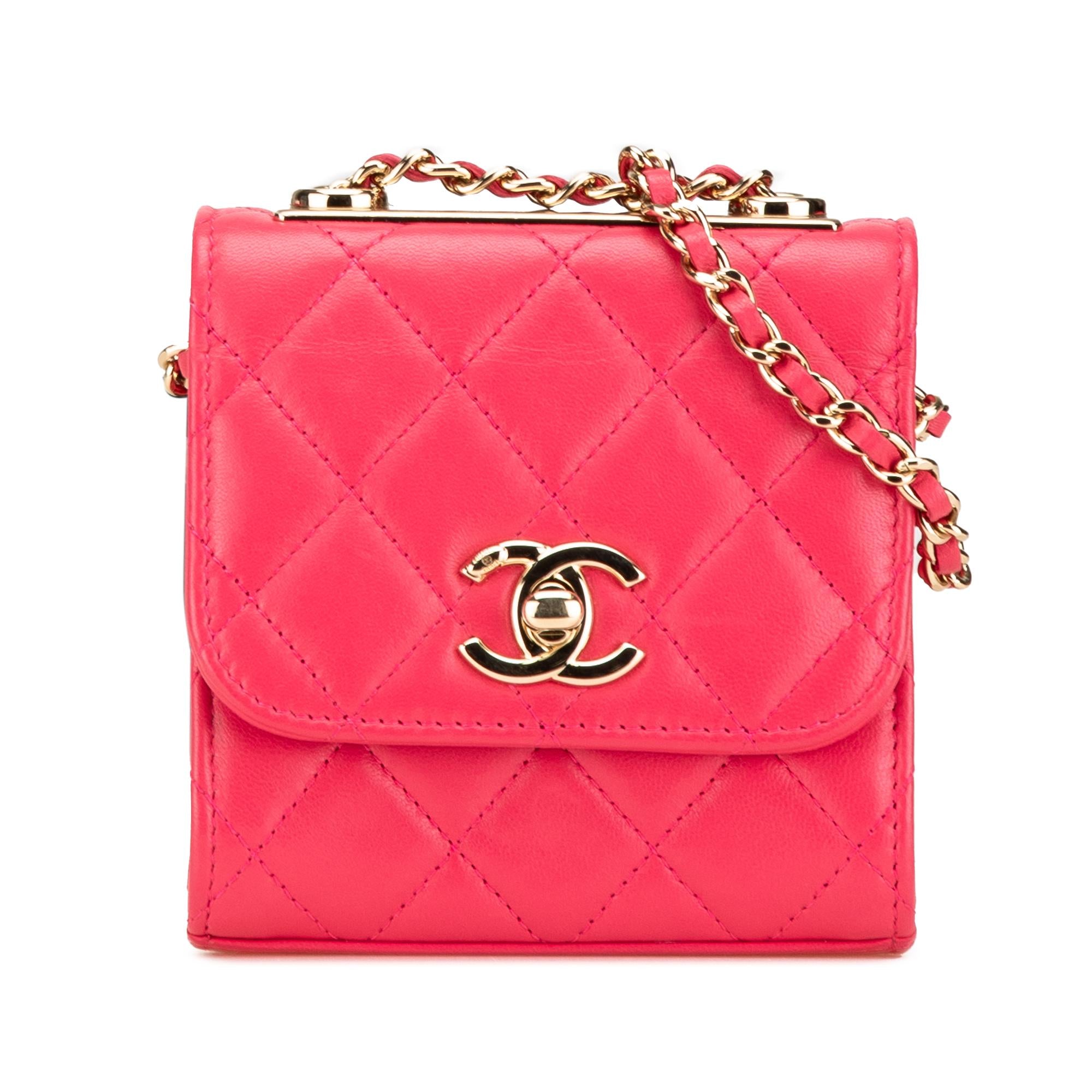 Chanel Mini Lambskin Trendy CC Clutch With Chain