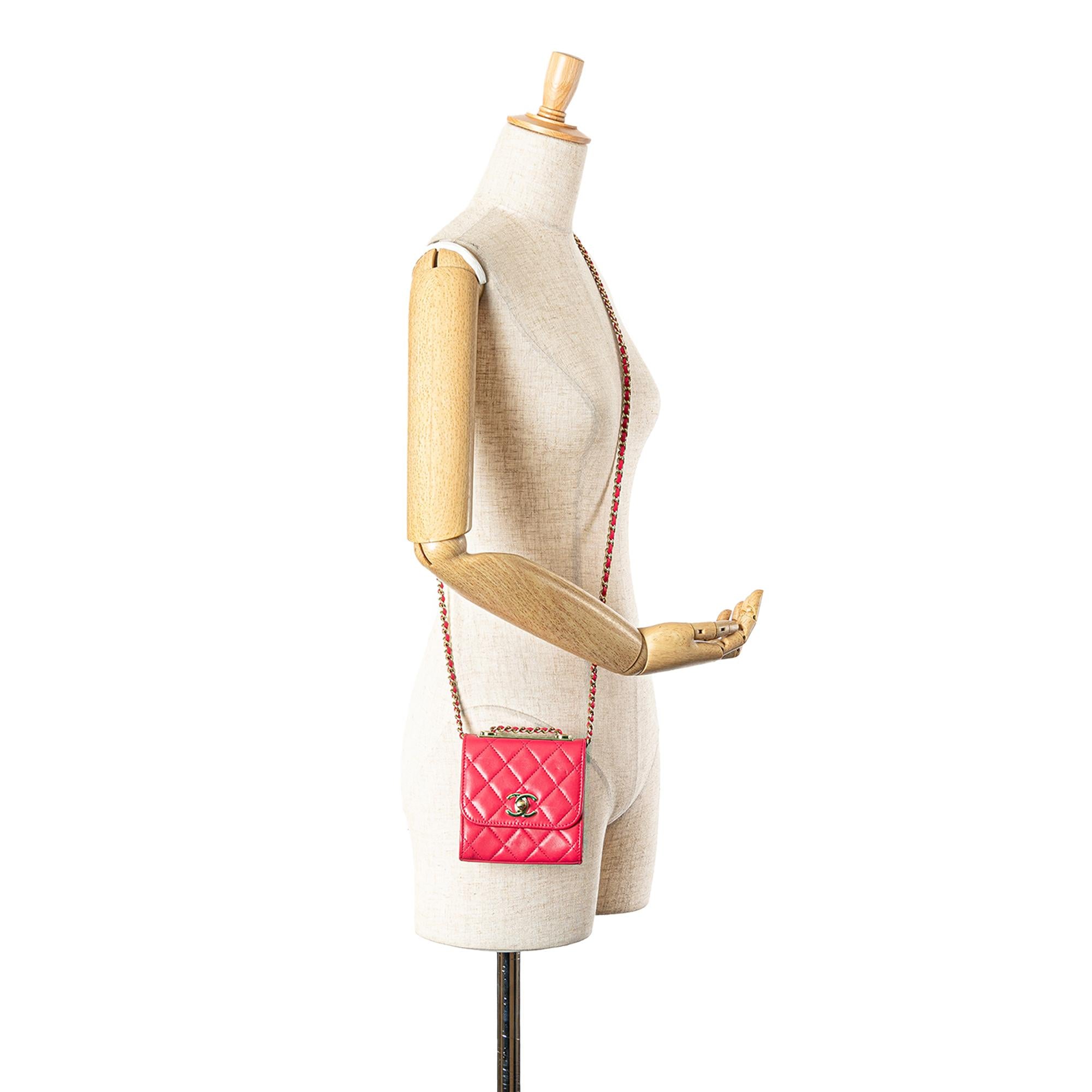 Chanel Mini Lambskin Trendy CC Clutch With Chain