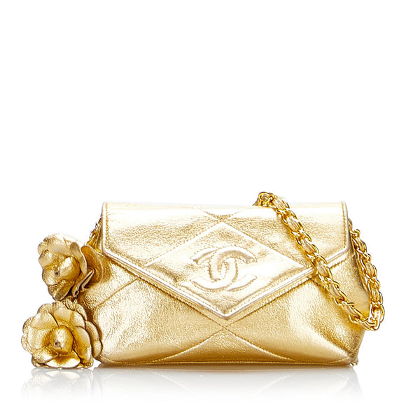 Chanel Mini Matelasse Chain Shoulder Bag with Camellia (SHG-AJ7Dj2