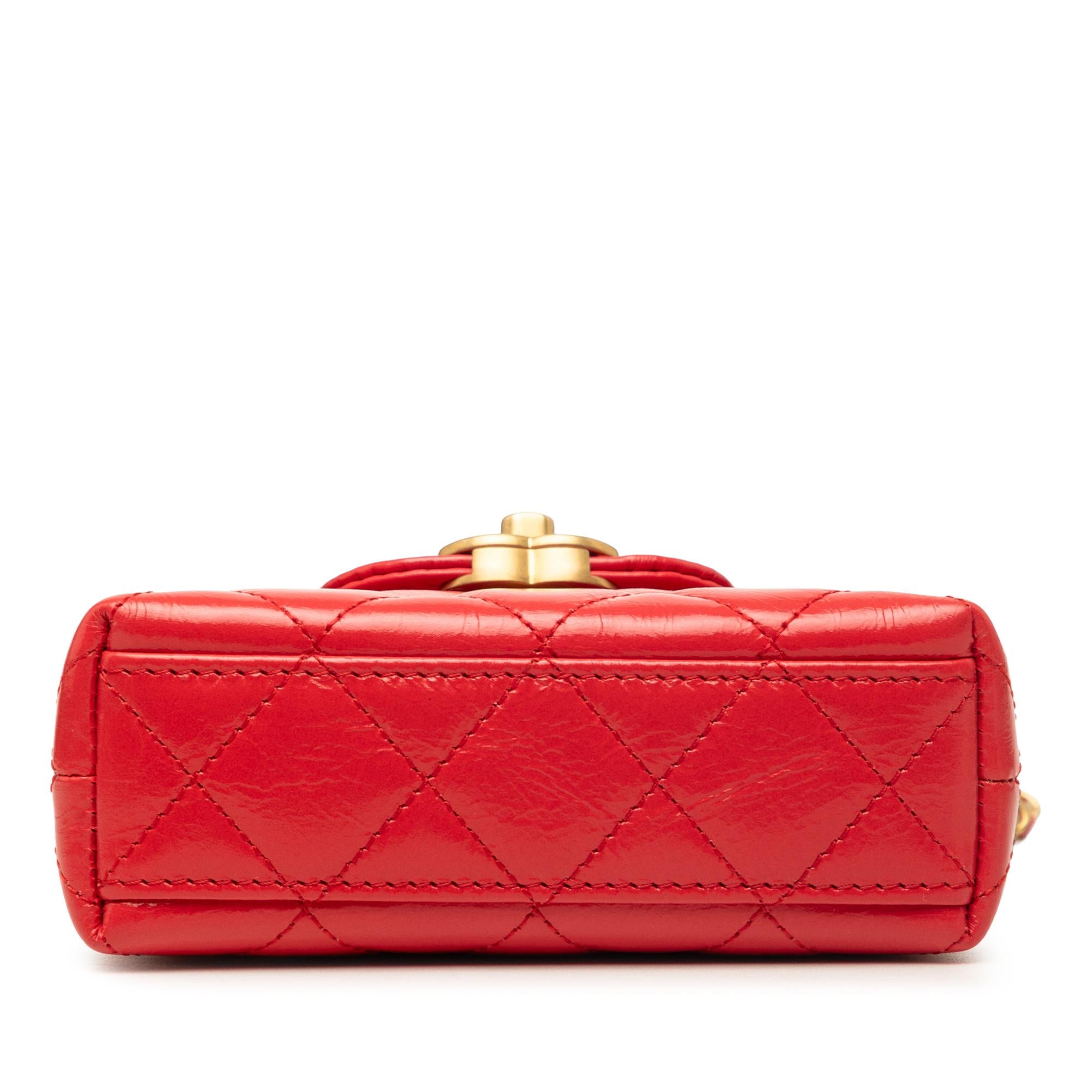 Chanel Mini Nano Shiny Aged Calfskin Kelly Shopper Bag