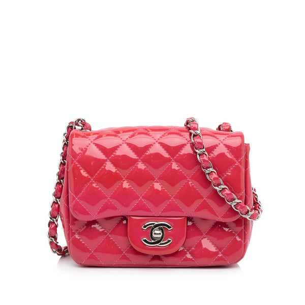 Chanel Red Quilted Caviar Leather Mini Square Classic Flap Bag Chanel