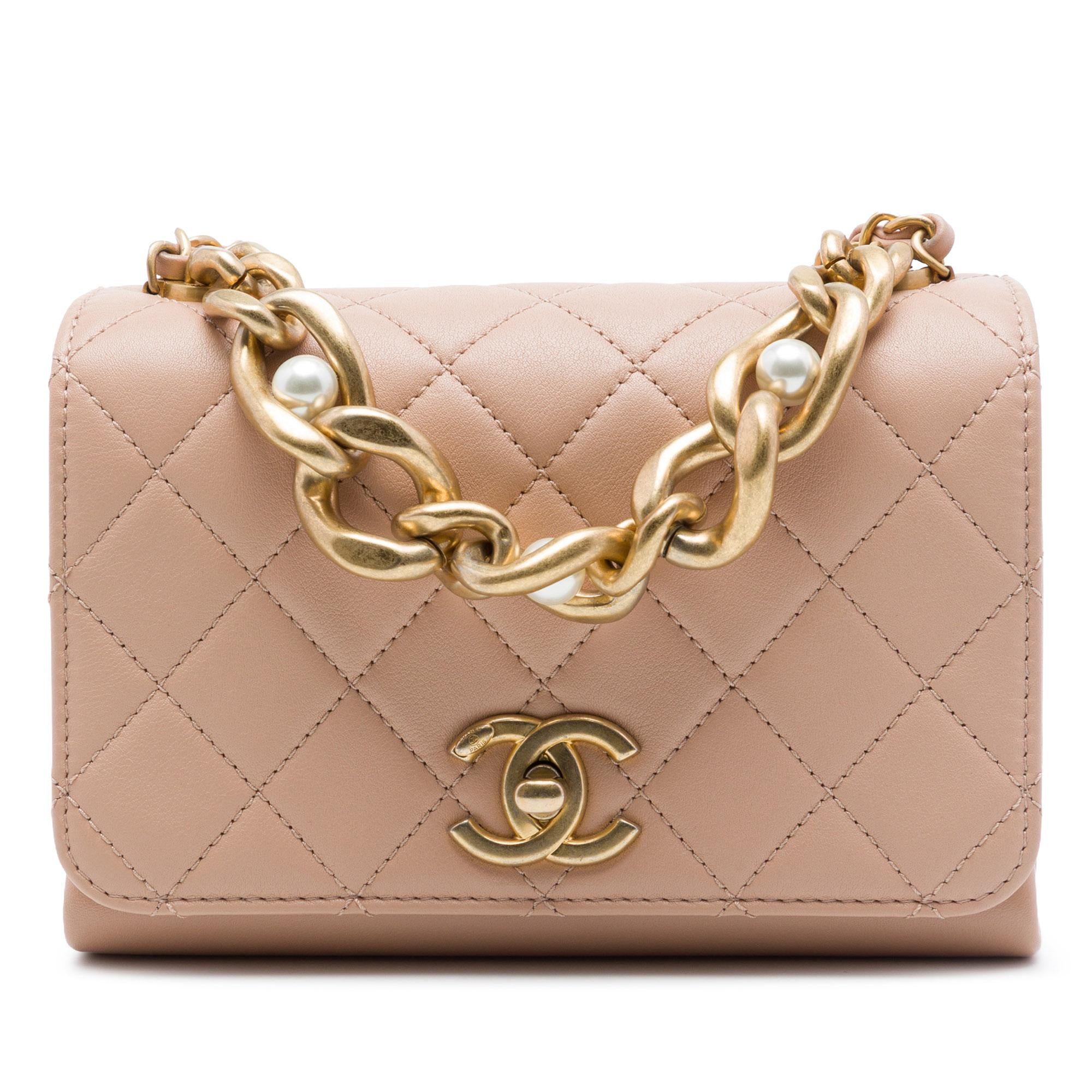 Chanel Mini Quilted Calfskin Pearl Boy Chain Flap