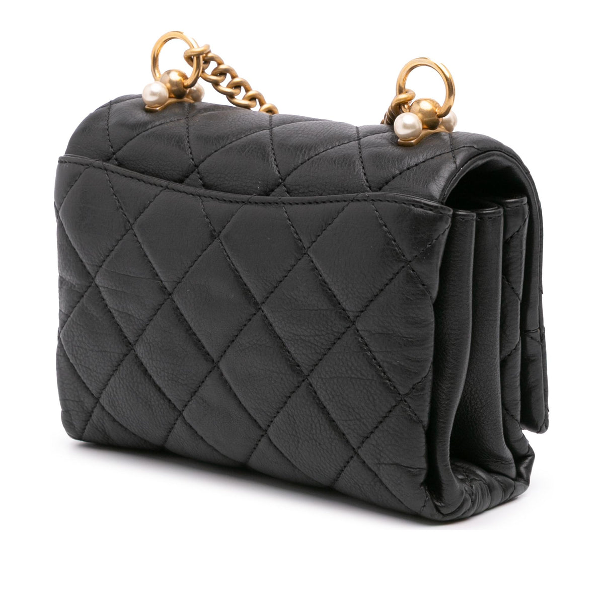 Chanel Mini Quilted Calfskin Pearl CC Accordion Flap