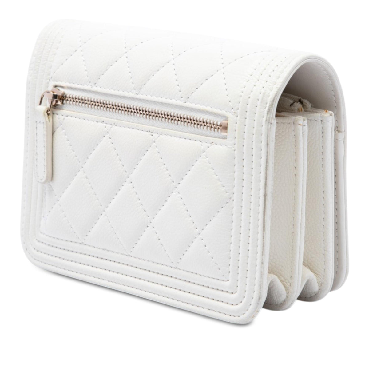 Chanel Mini Quilted Caviar Boy Wallet On Chain