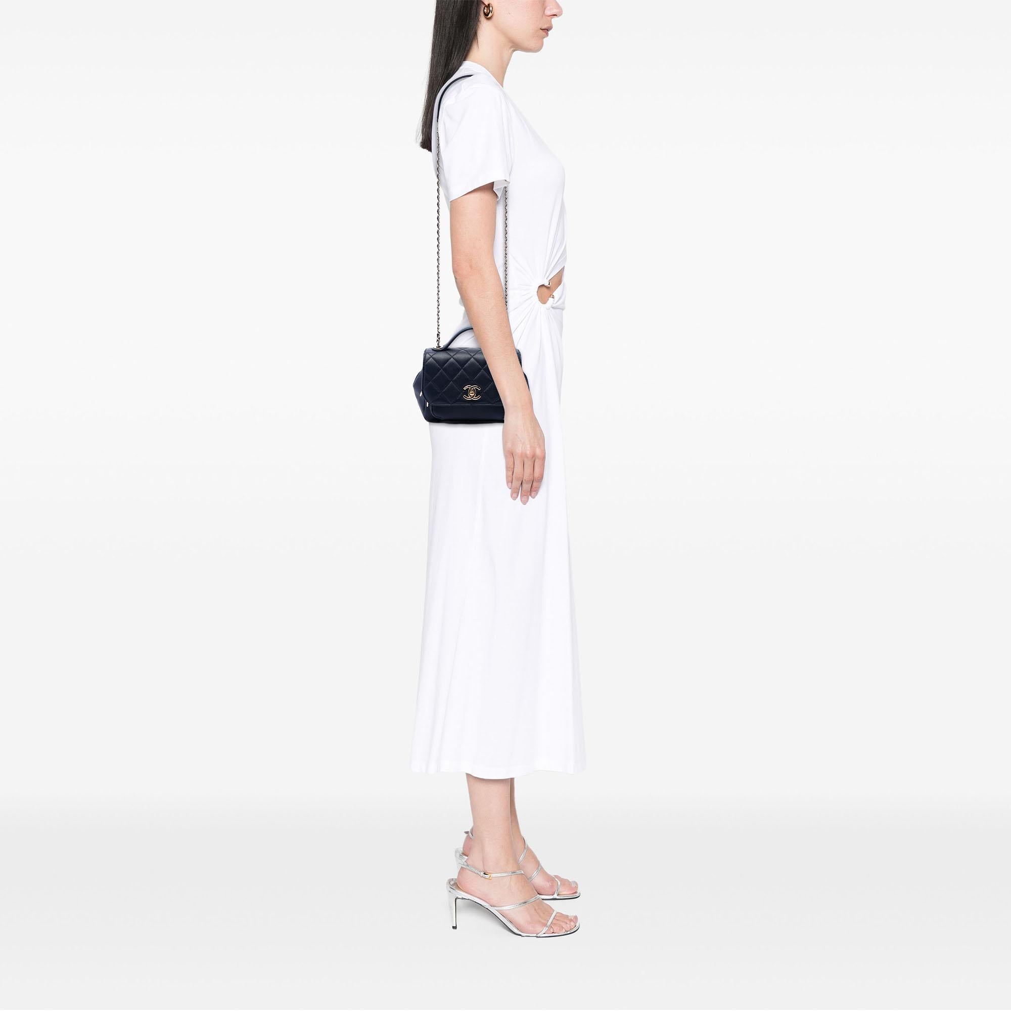 Chanel Mini Quilted Caviar Business Affinity Top Handle Flap
