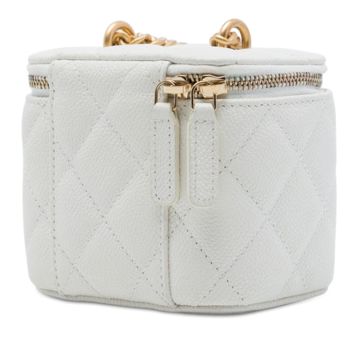 Chanel Mini Quilted Caviar CC Sweetheart Vanity Case with Chain