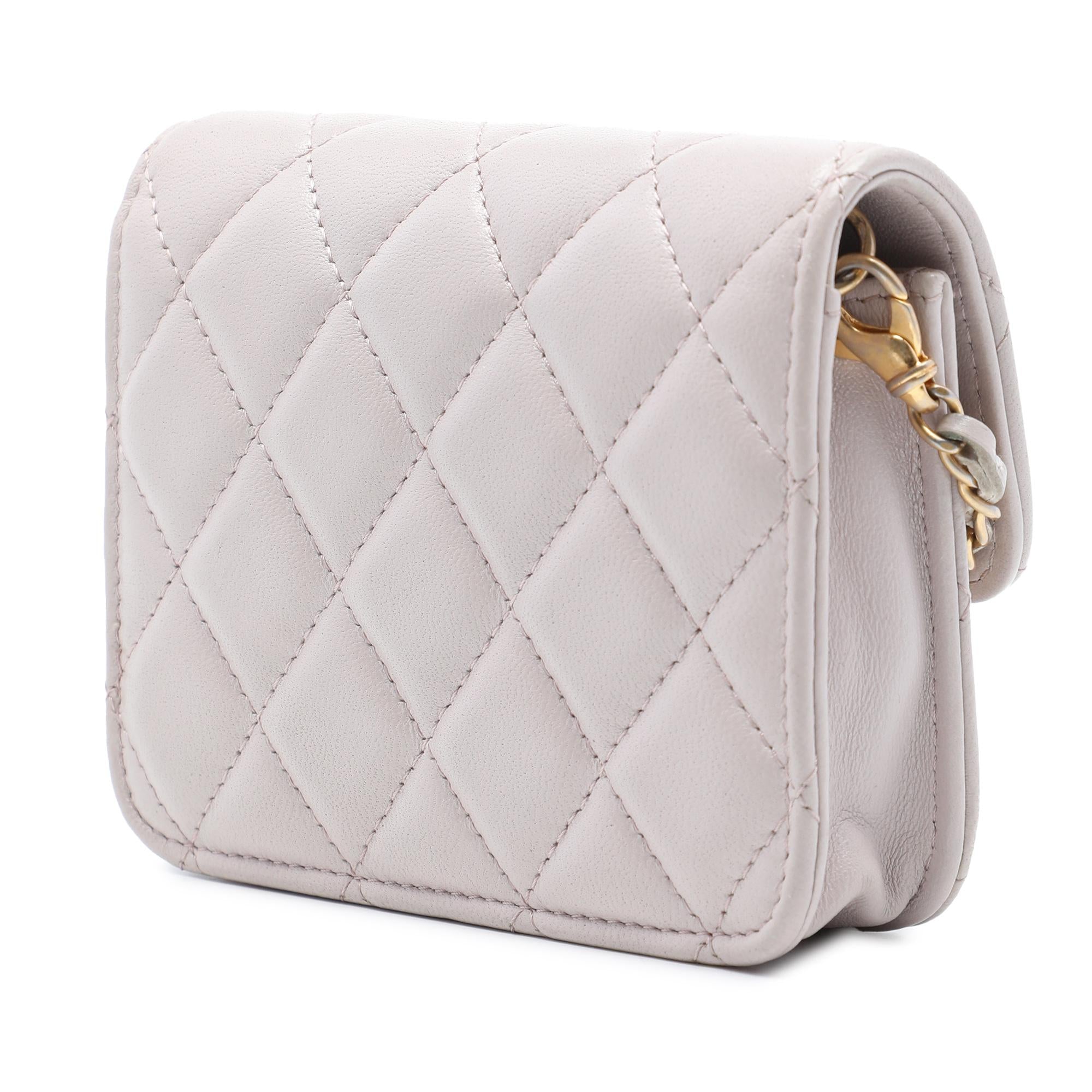 Chanel Mini Quilted Lambskin Pearl Crush Clutch with Chain