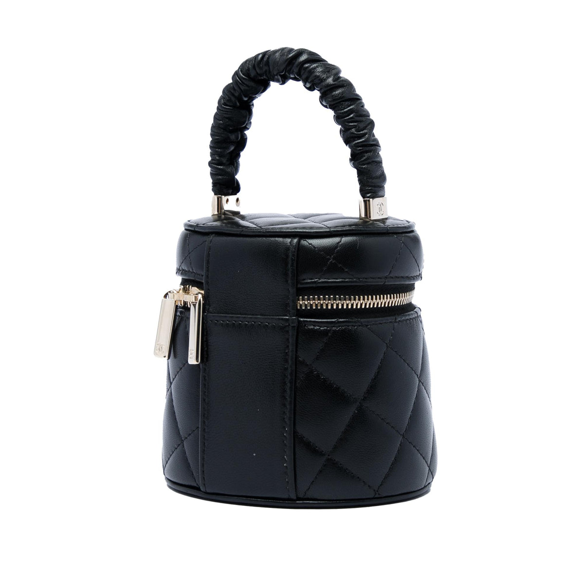 Chanel Mini Quilted Lambskin Ruched Handle Vanity Case