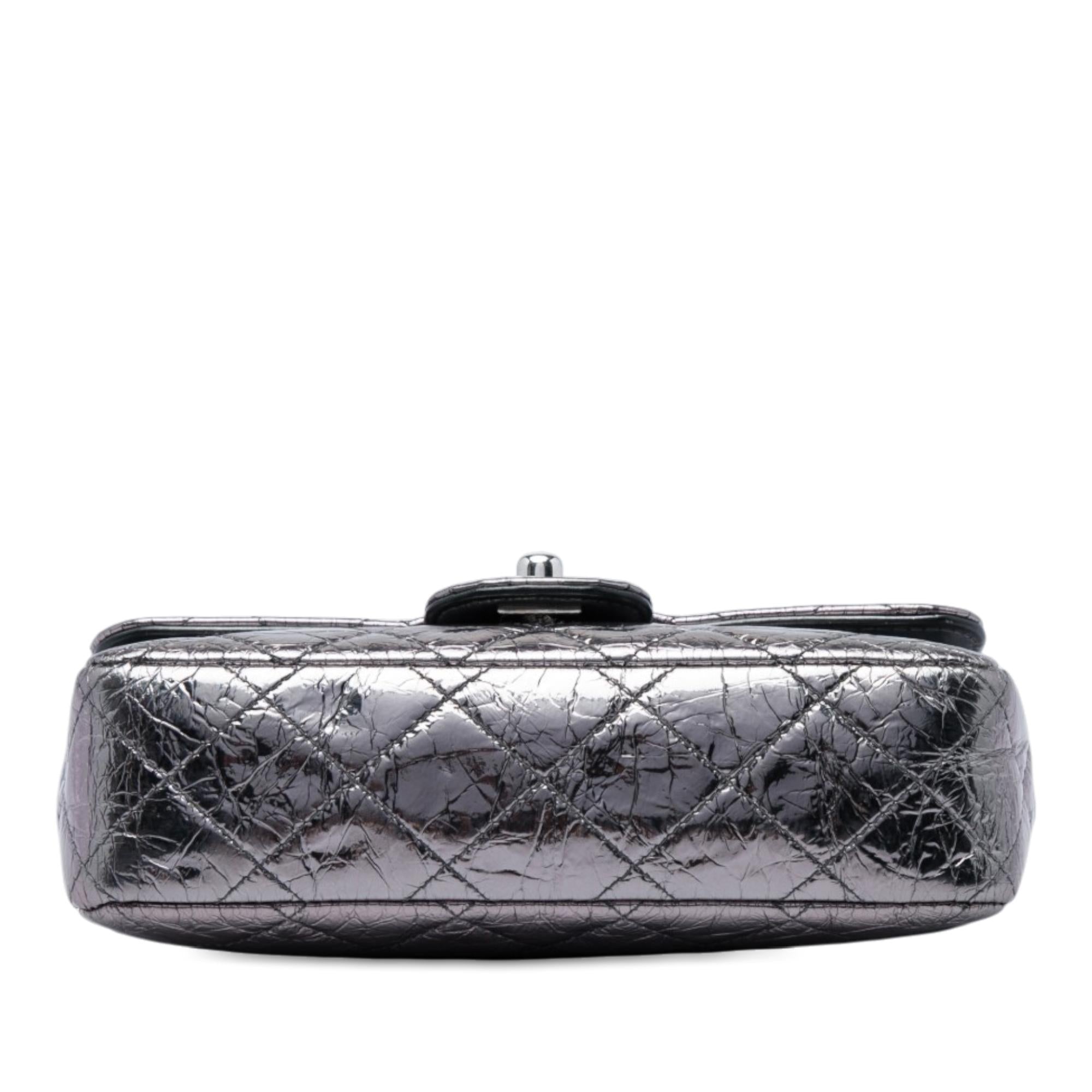 Chanel Mini Quilted Metallic Crumpled Calfskin Ring Top Handle Flap