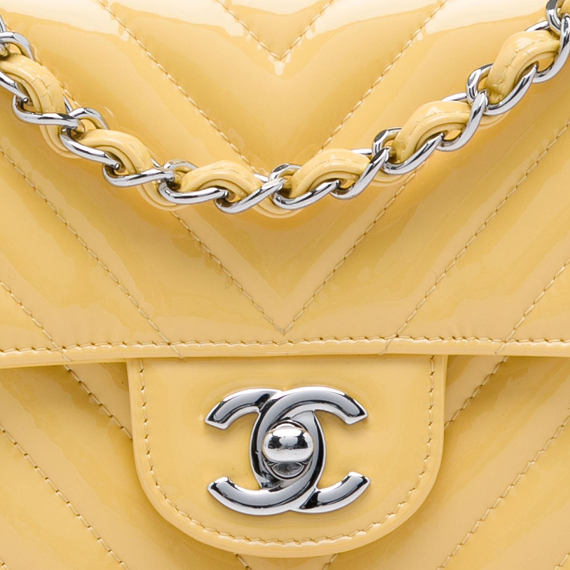 Chanel Mini Rectangular Classic Chevron Patent Single Flap