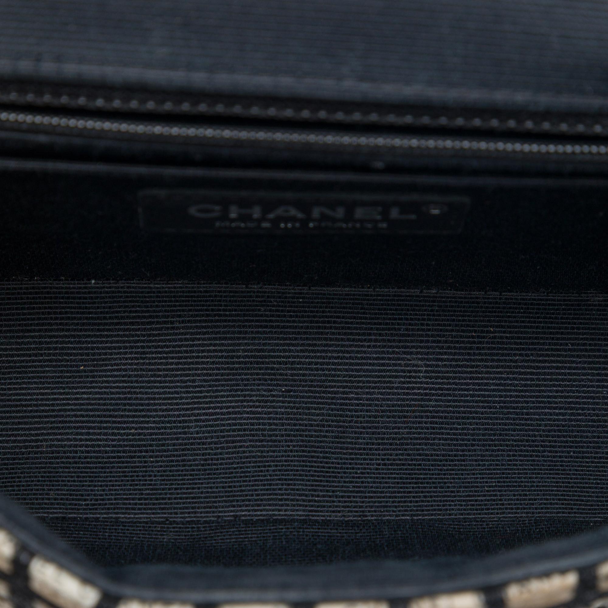 Chanel Mini Rectangular Tweed  and Ribbon Logo Single Flap
