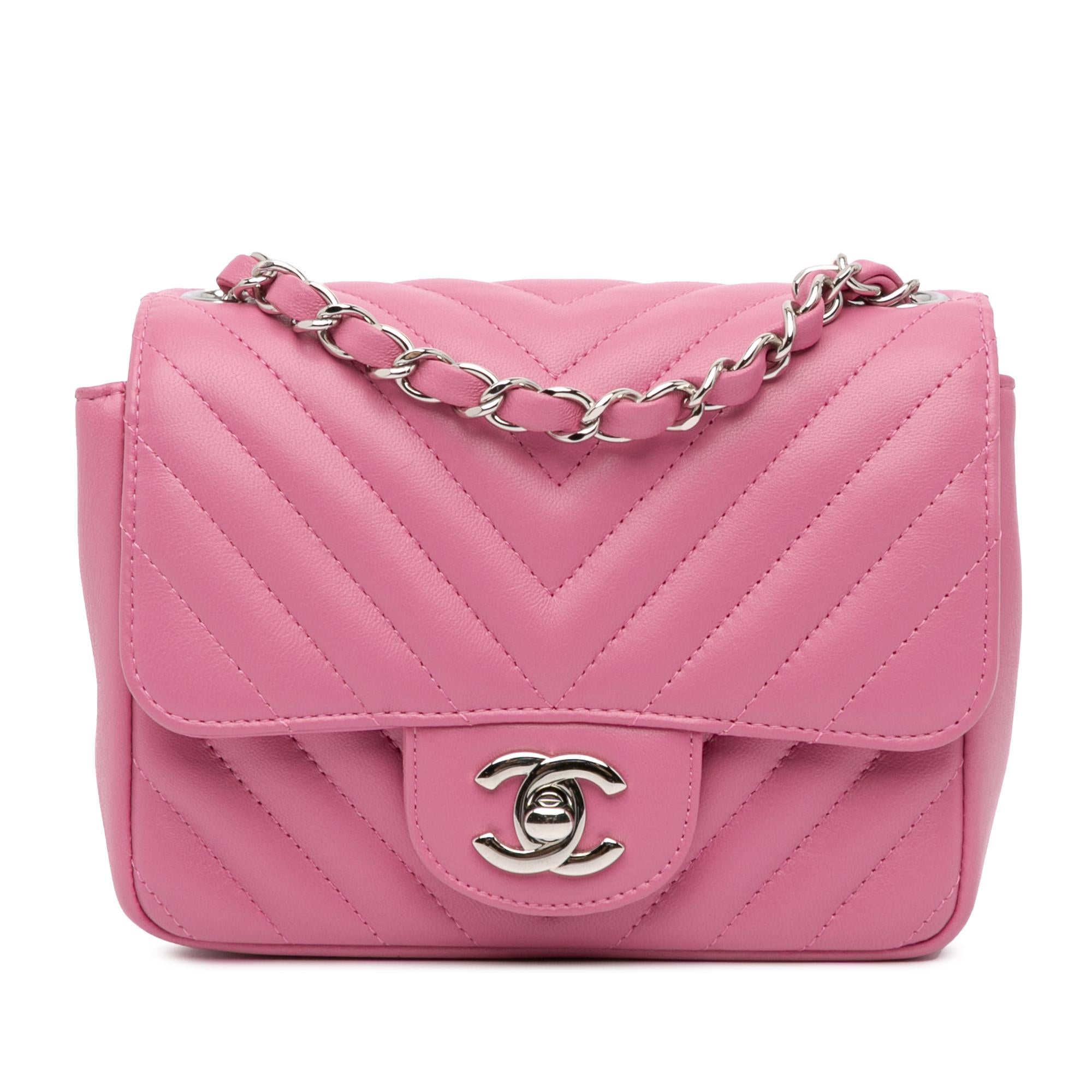 Chanel Mini Square Classic Chevron Lambskin Single Flap