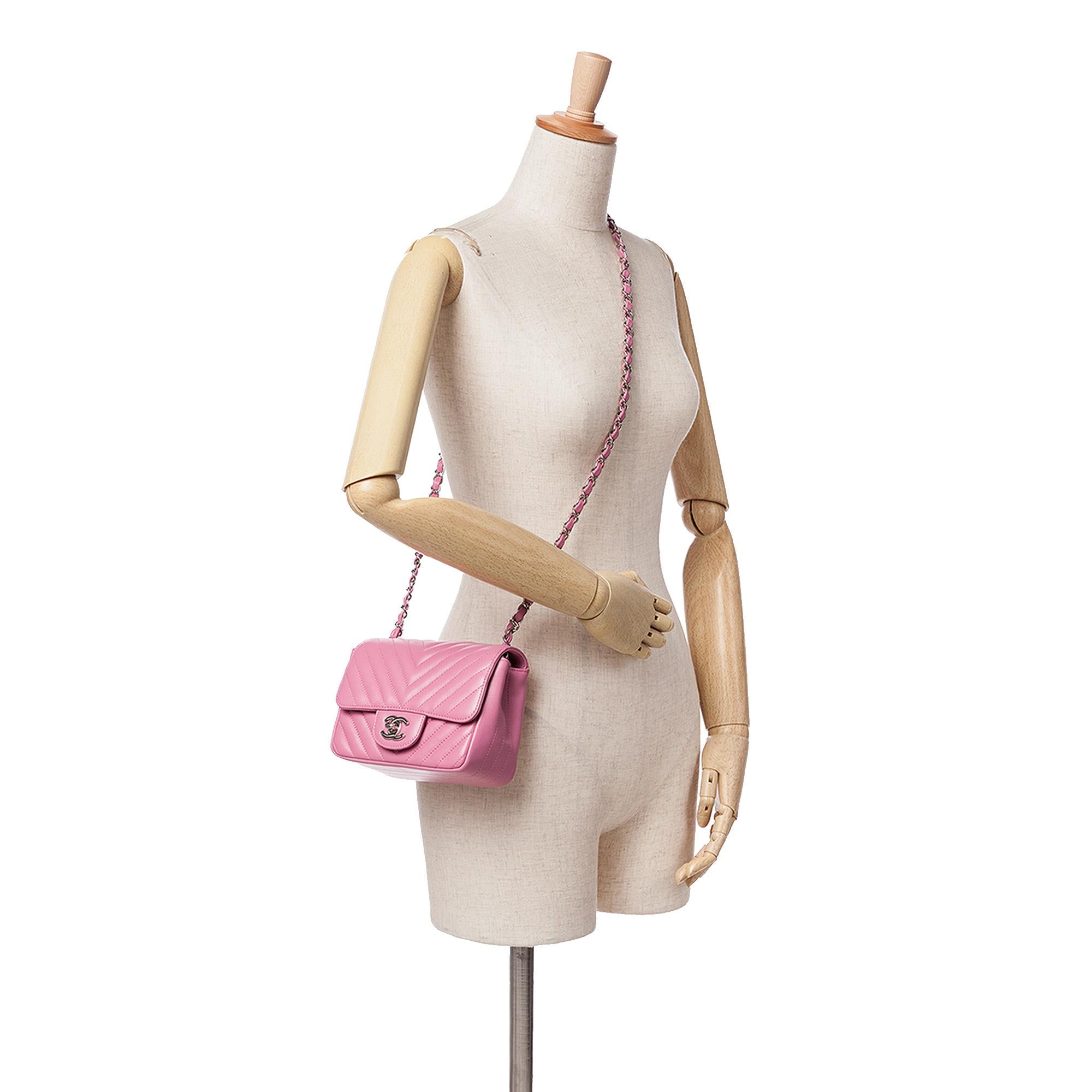 Chanel Mini Square Classic Chevron Lambskin Single Flap