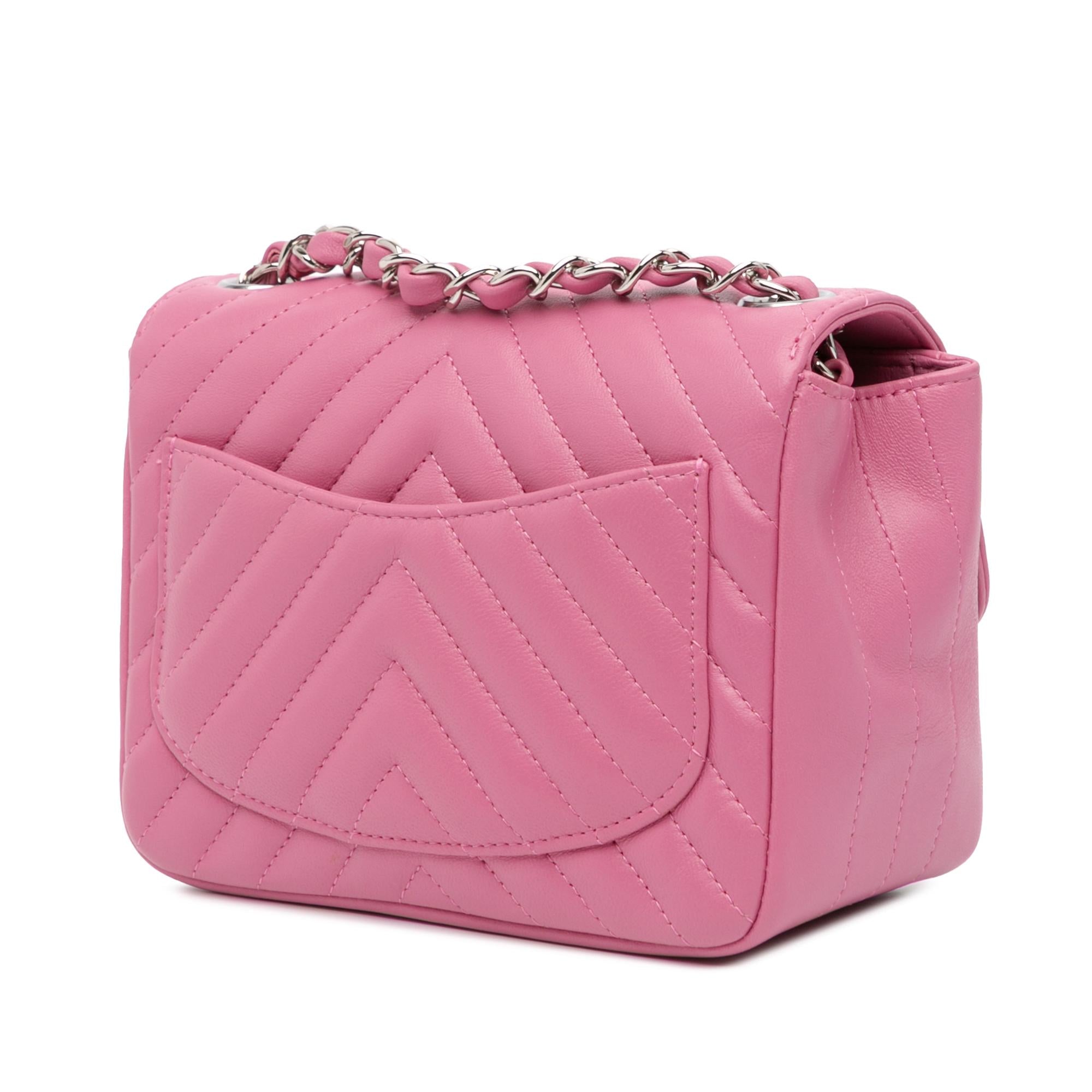 Chanel Mini Square Classic Chevron Lambskin Single Flap