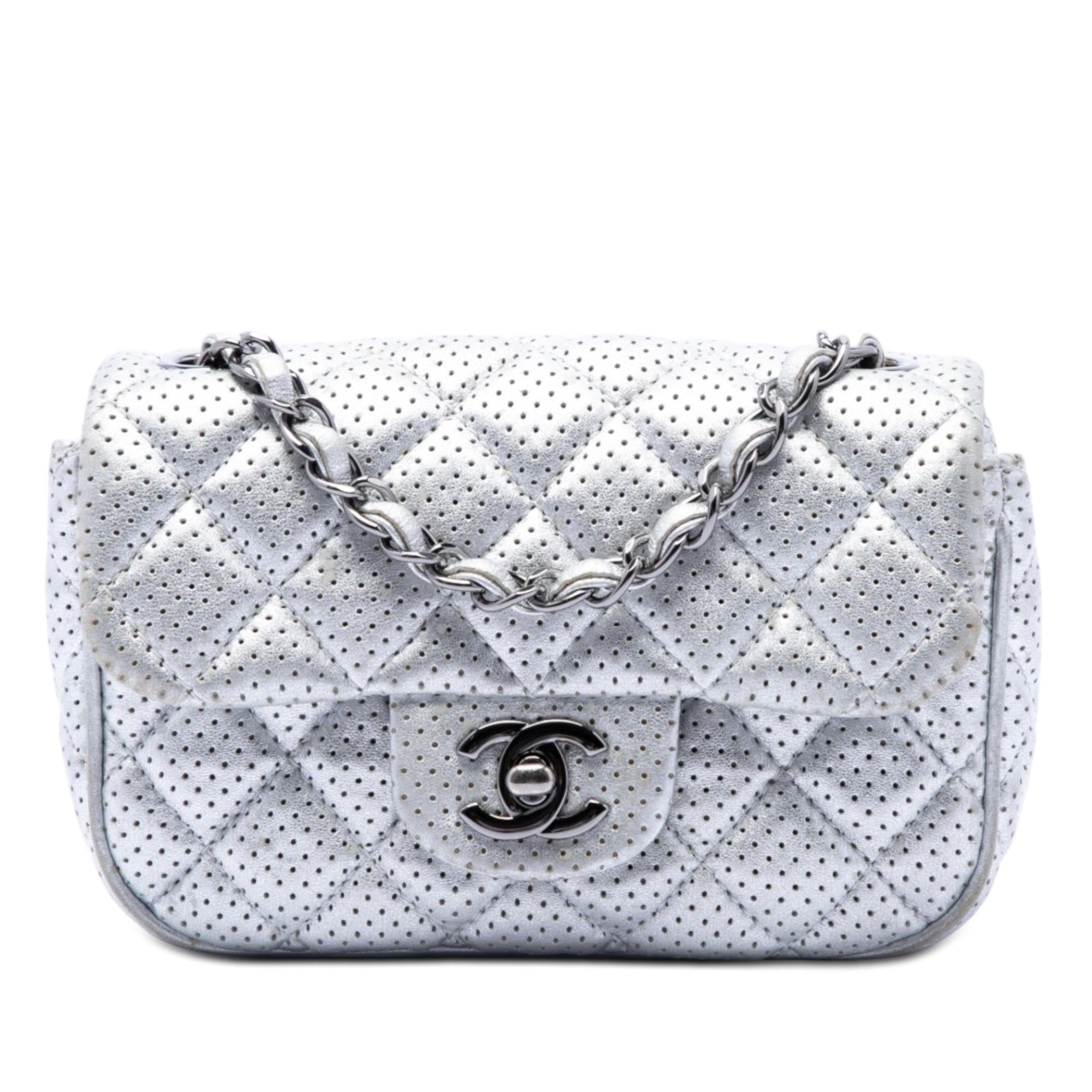 Chanel Mini Square Classic Perforated Lambskin Single Flap