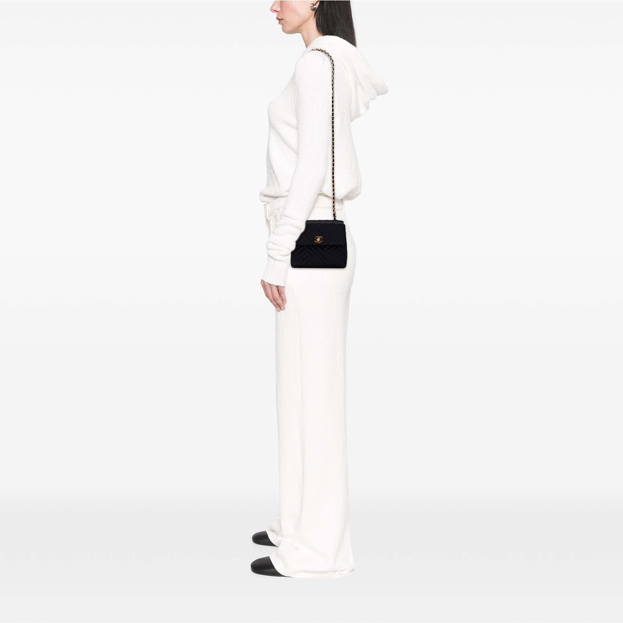 Chanel Mini Square Diagonal Quilted Satin Single Flap