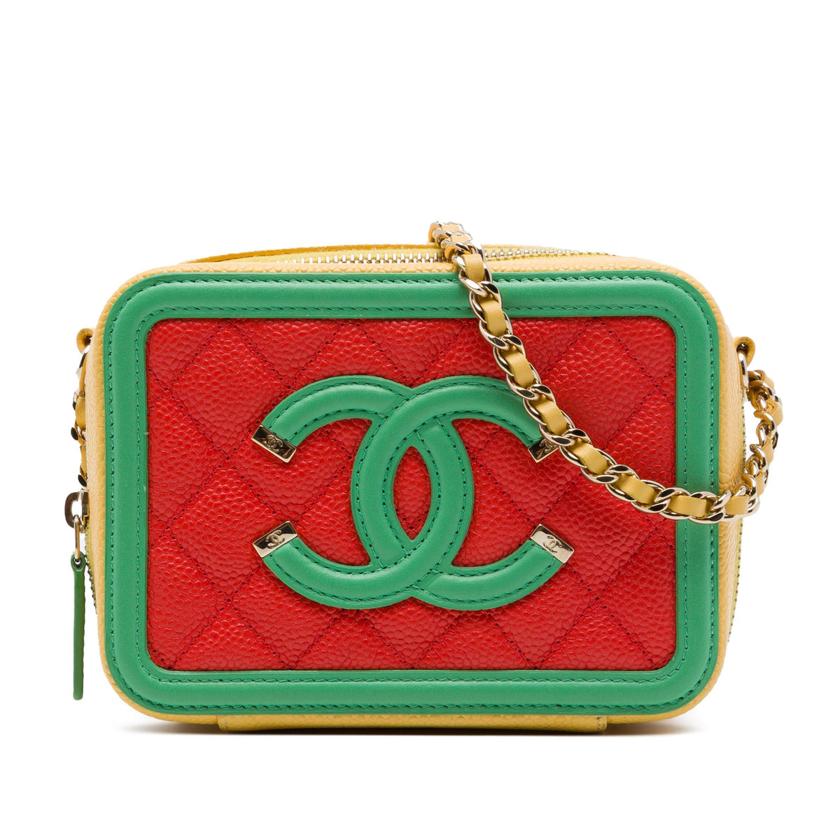 Chanel Mini Tricolor Caviar CC Filigree Vanity Case