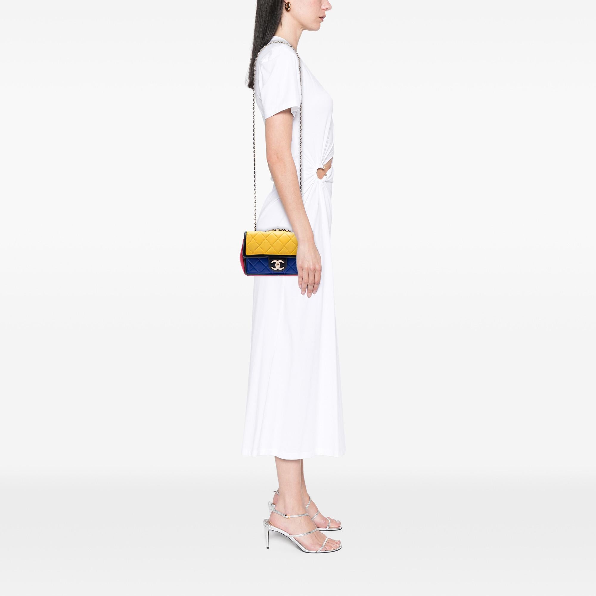 Chanel Mini Tricolor Lambskin Graphic Flap