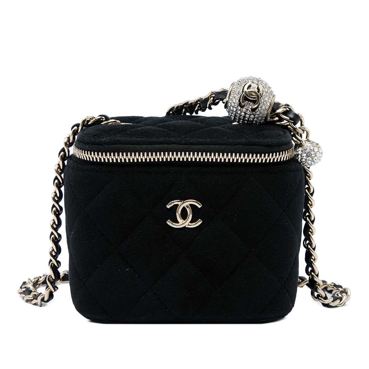 Chanel Mini Velvet Pearl Crush Vanity Case with Chain
