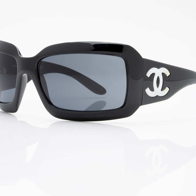 Chanel Black Frame CC Mother of Pearl Sunglasses- 5076-H - Yoogi's Closet