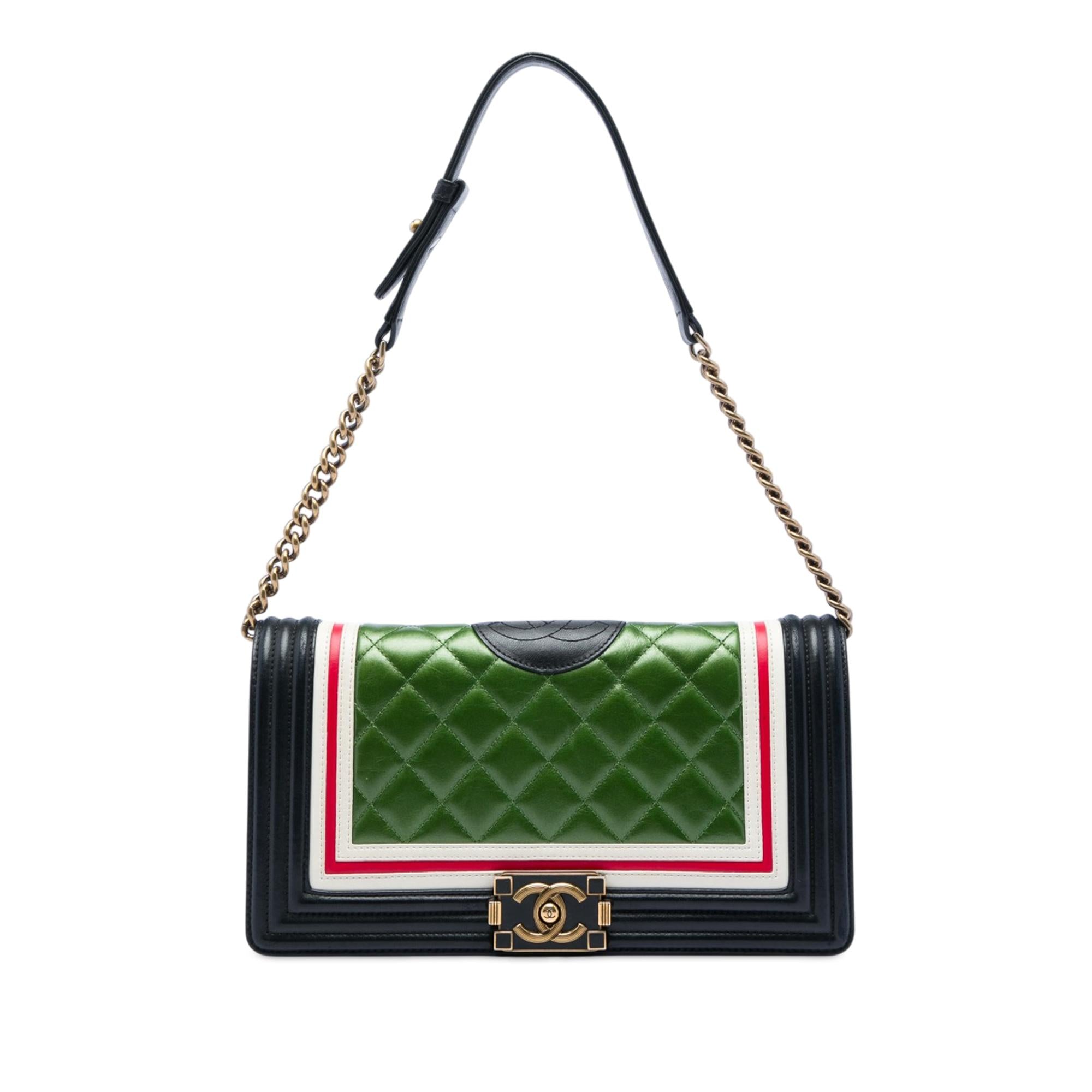 Chanel Multicolor Quilted Lambskin Crest East West Boy Flap