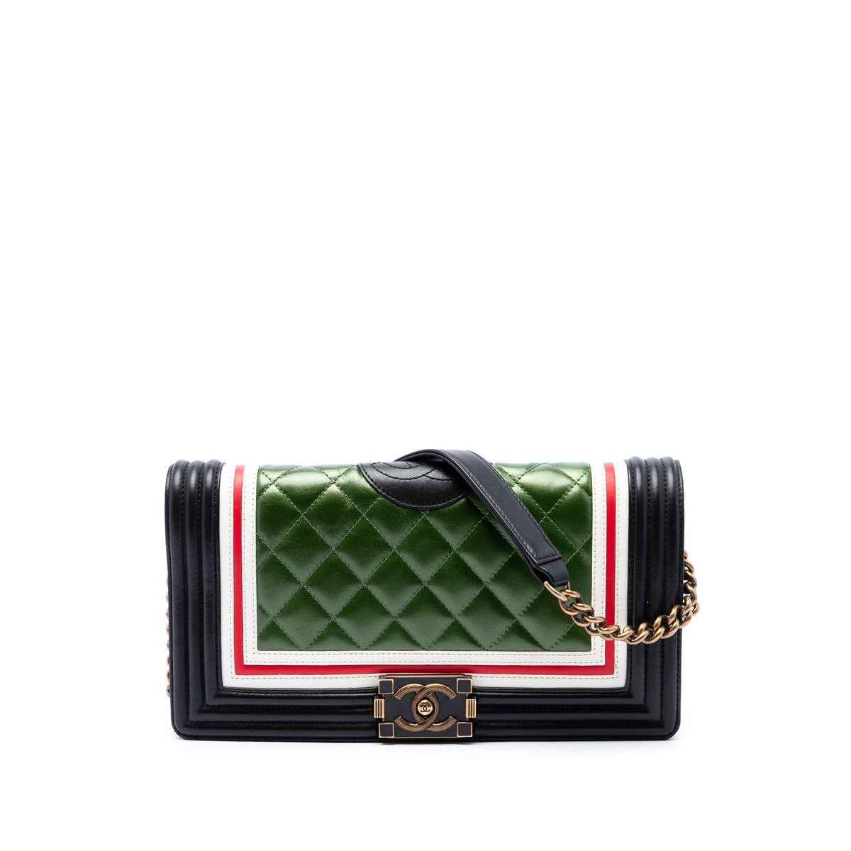 Chanel Multicolor Quilted Lambskin Crest East West Boy Flap