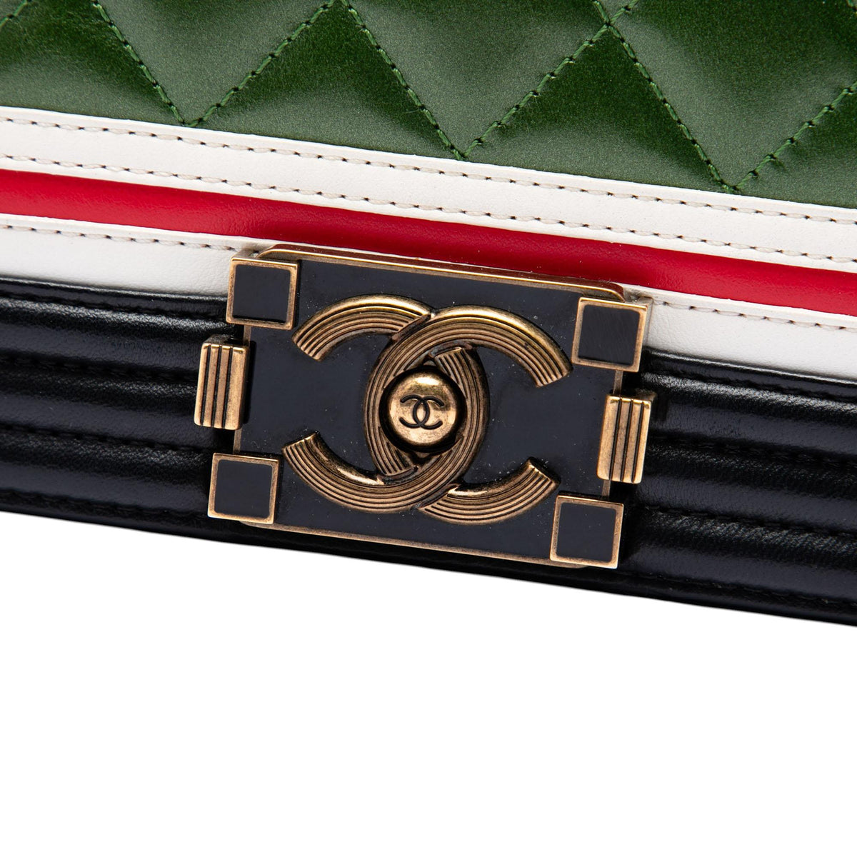 Chanel Multicolor Quilted Lambskin Crest East West Boy Flap