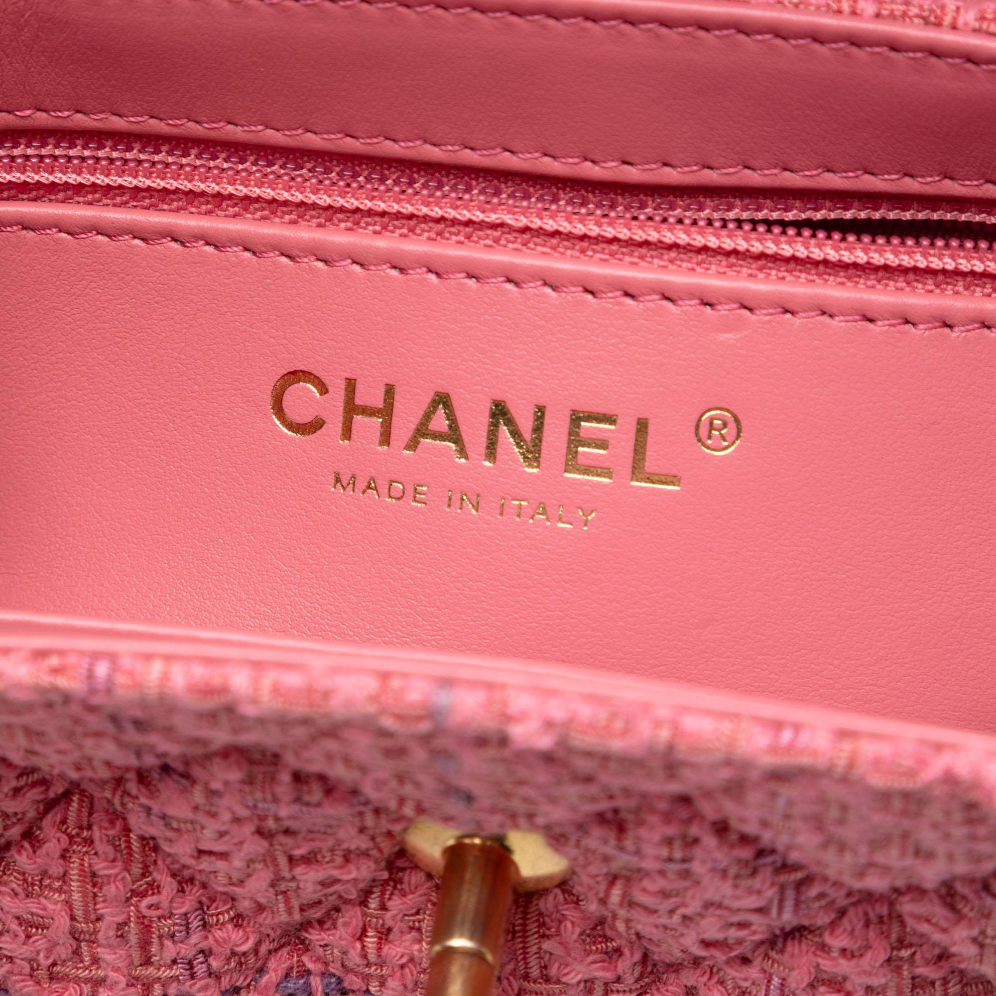 Chanel Nano Quilted Tweed Kelly Shopper Bag