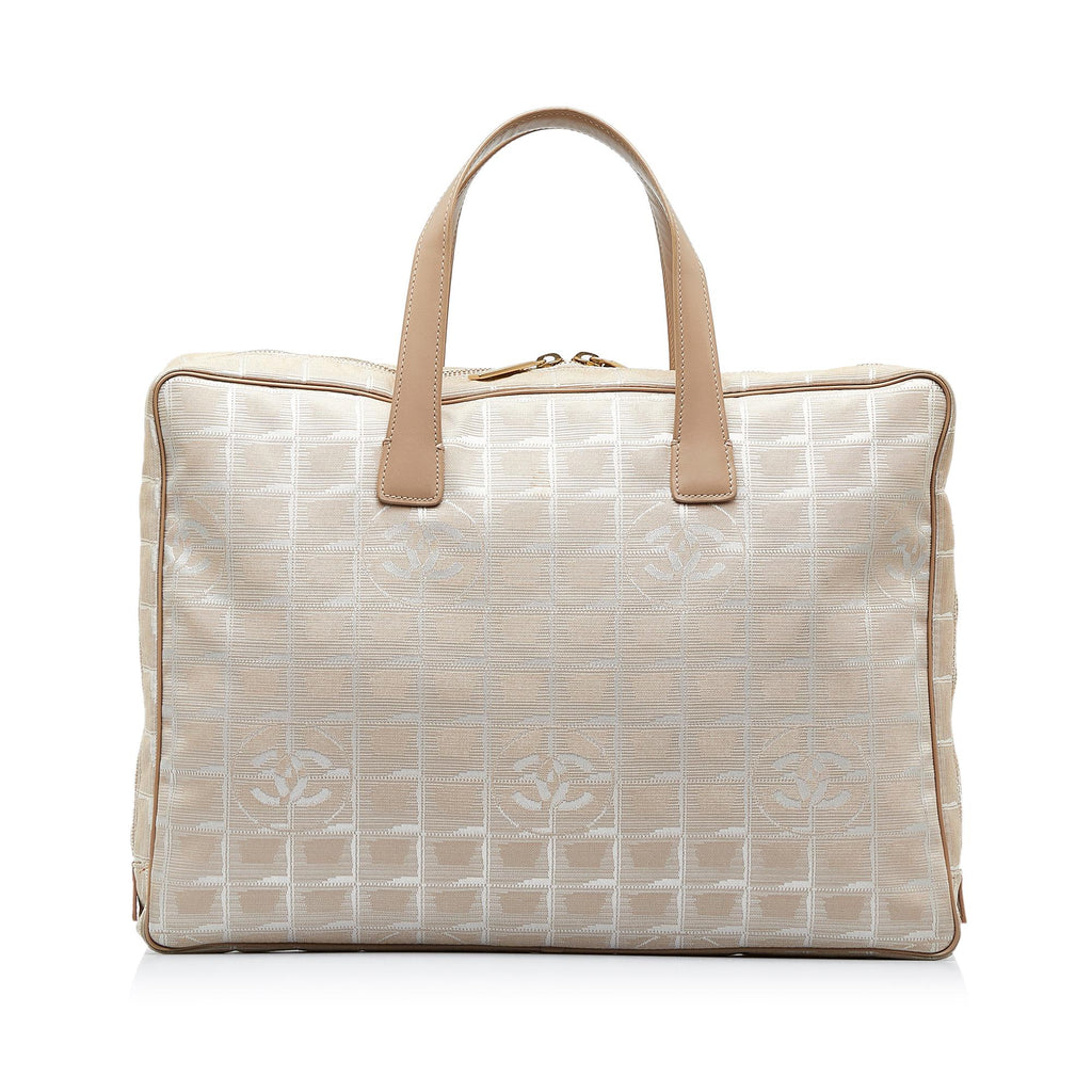 Chanel Canvas Leather Ligne Travel Tote Handbag Pink Gold