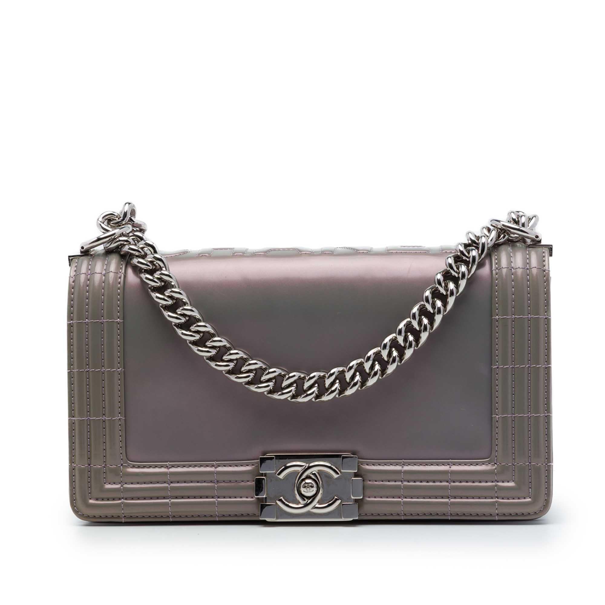 Chanel Old Medium Iridescent Patent Boy Reverso Flap