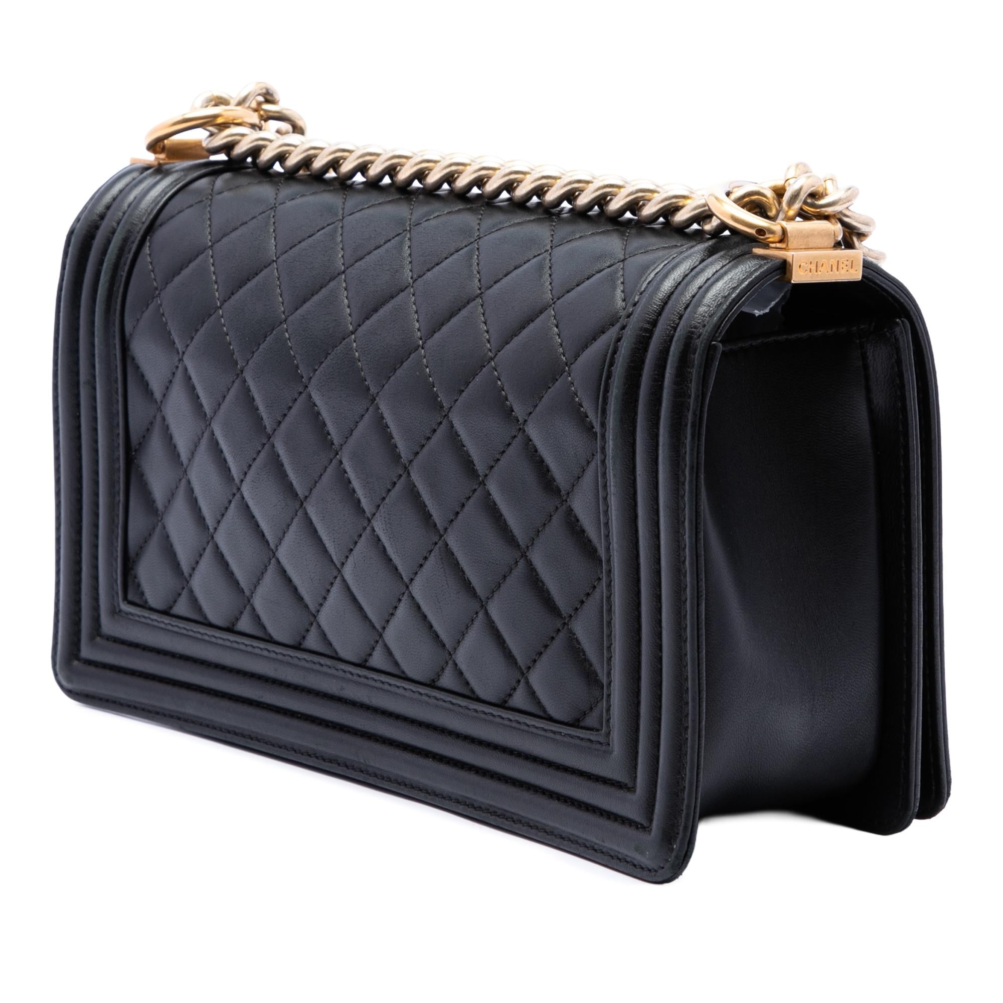 Chanel Old Medium Quilted Lambskin Gripoix Boy Flap
