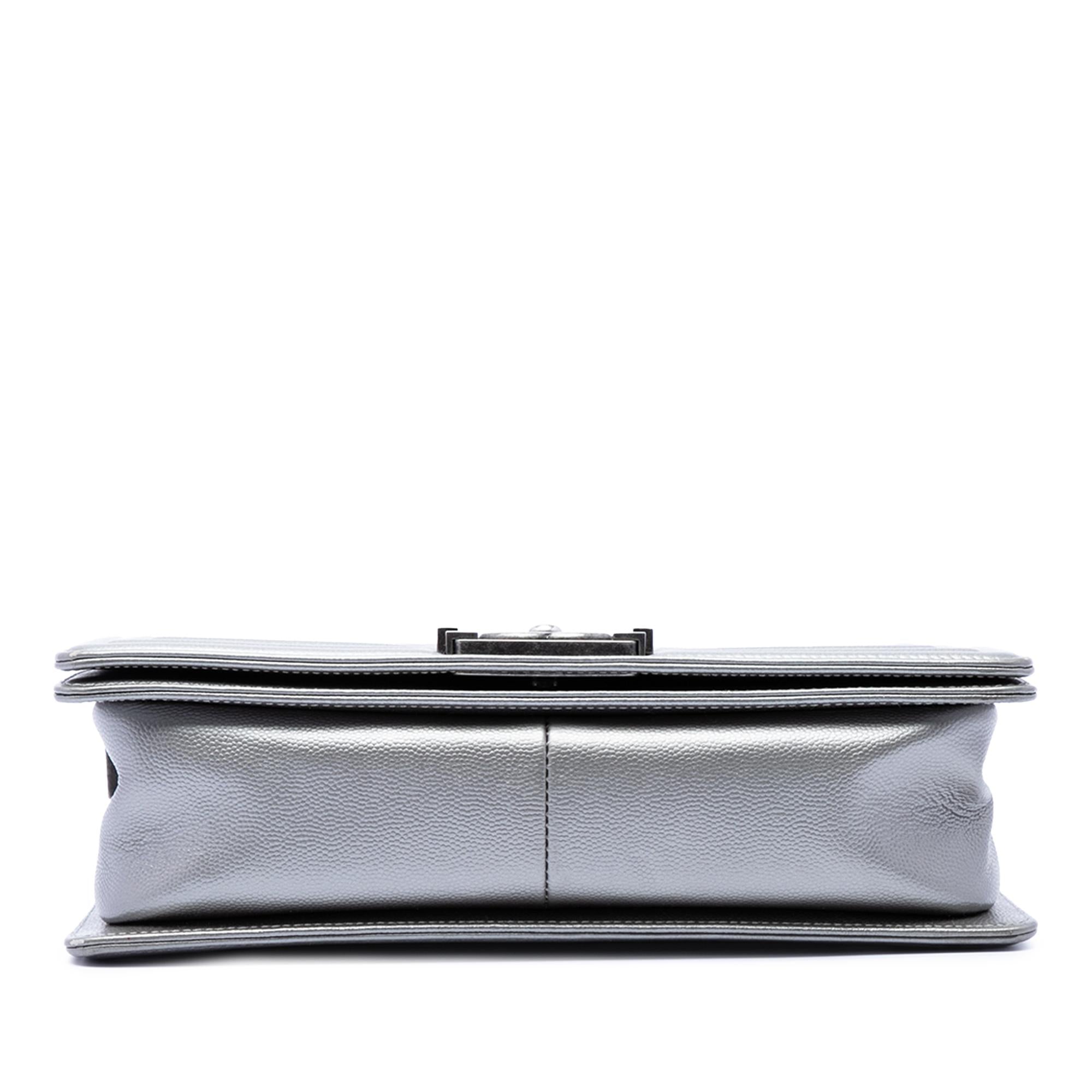 Chanel Old Medium Quilted Metallic Caviar Boy Flap