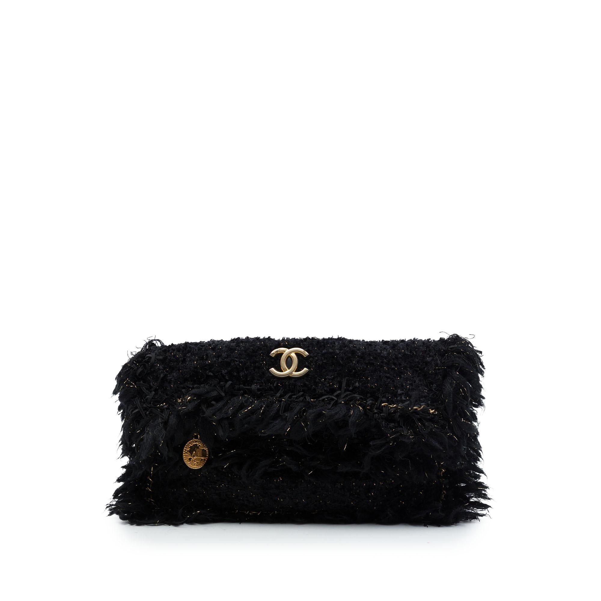 Chanel Paris Cosmopolite Tweed Fringe Clutch