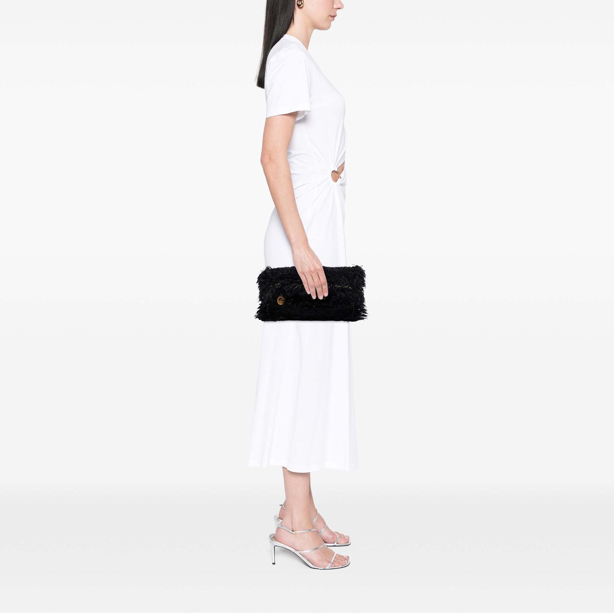Chanel Paris Cosmopolite Tweed Fringe Clutch