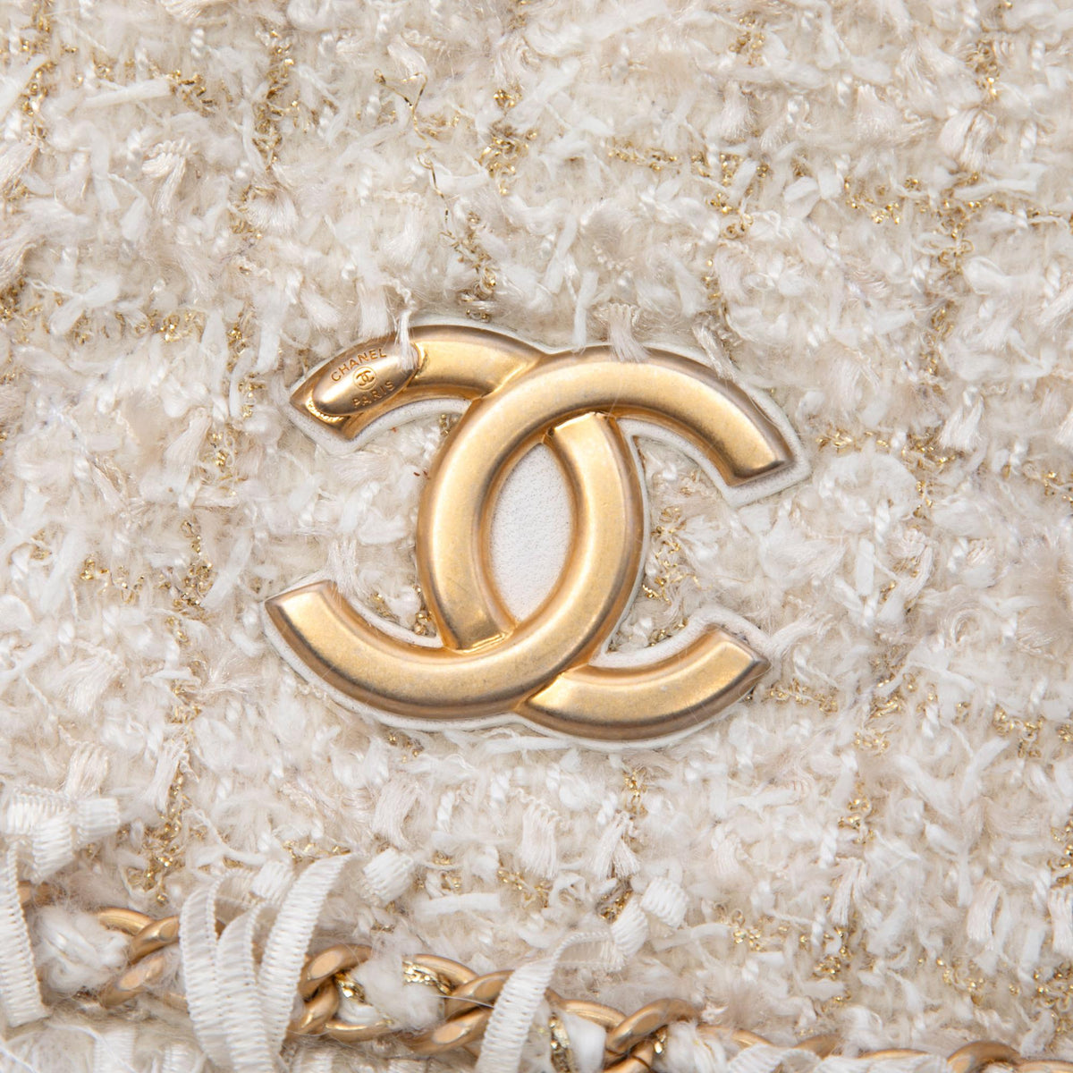Chanel Paris Cosmopolite Tweed Fringe Clutch
