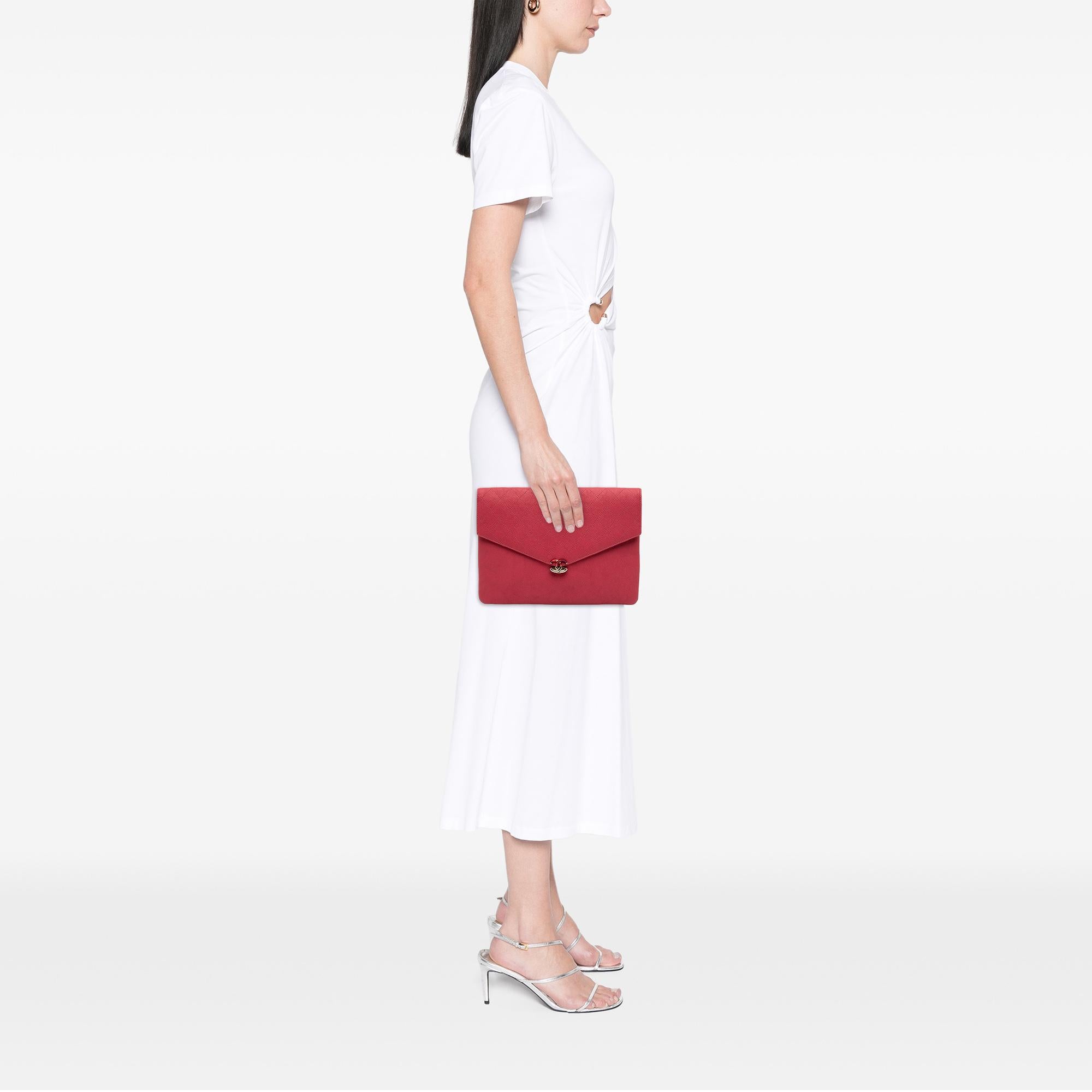 Chanel Paris Cuba Quilted Caviar Thread Around Envelope Clutch
