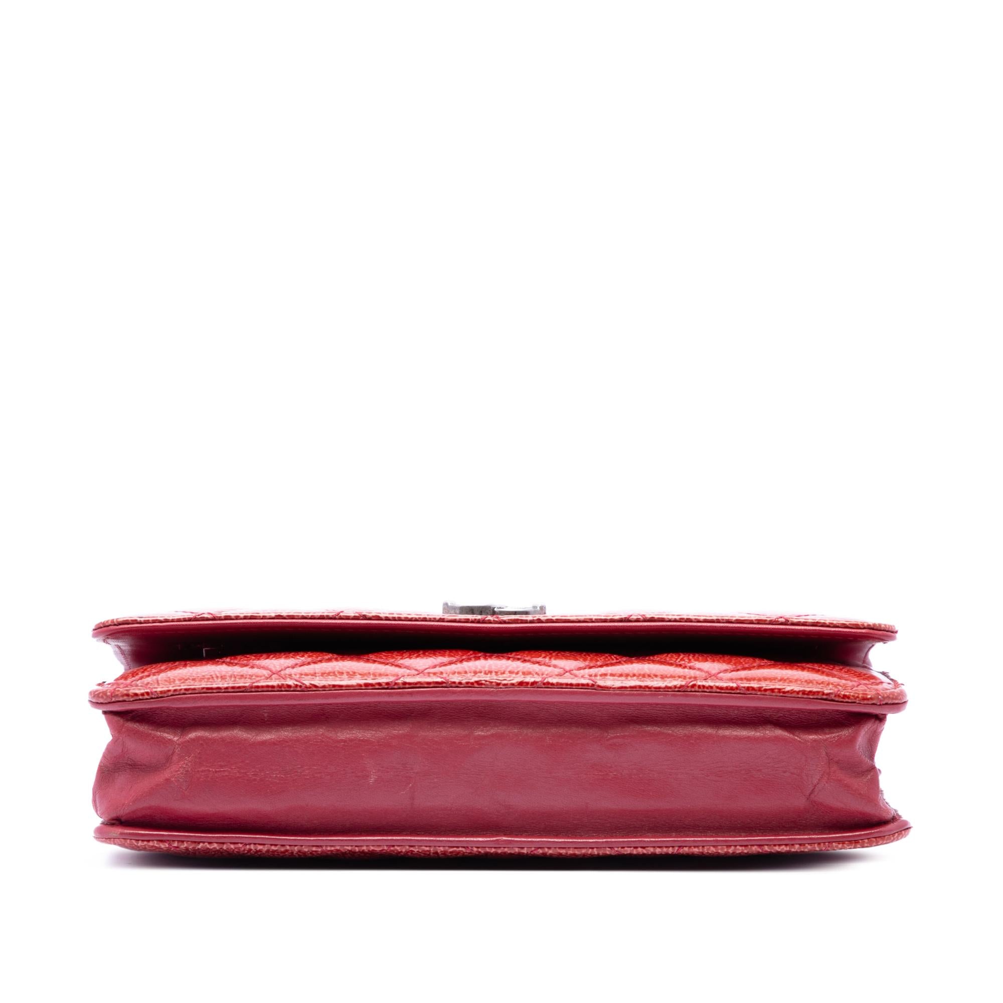 Chanel Paris Dallas CC Quilted Patent Goatskin Wallet on Chain