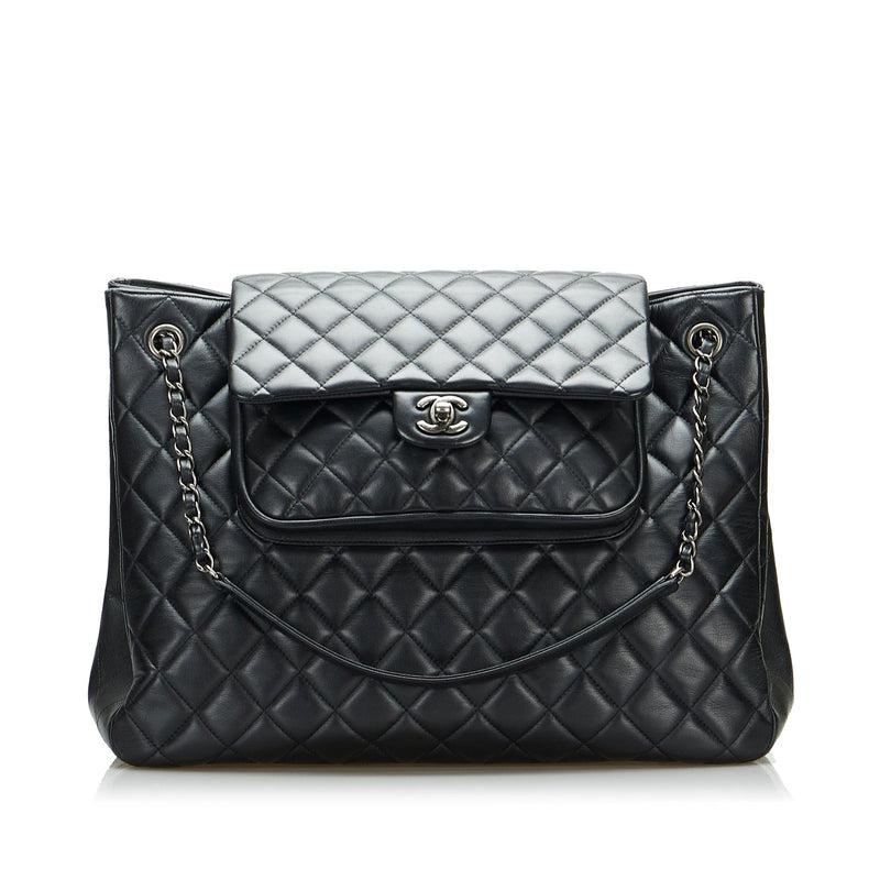 CHANEL Bag Authentic Just Mademoiselle Quilted Caviar Black