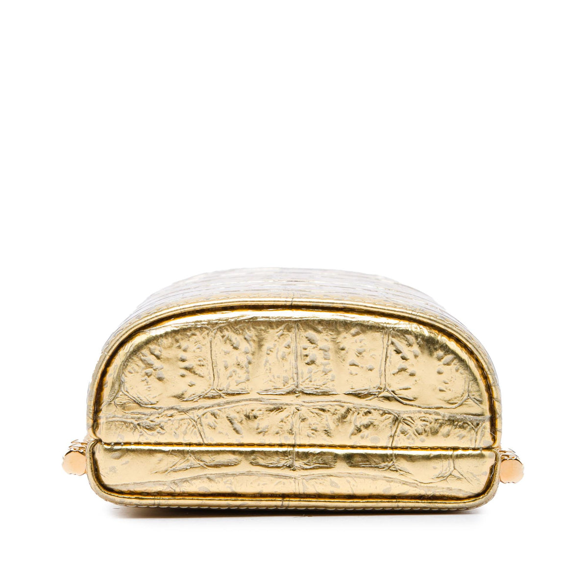 Chanel Paris New York CC Croc Embossed Metallic Calfskin Box Minaudiere Bag