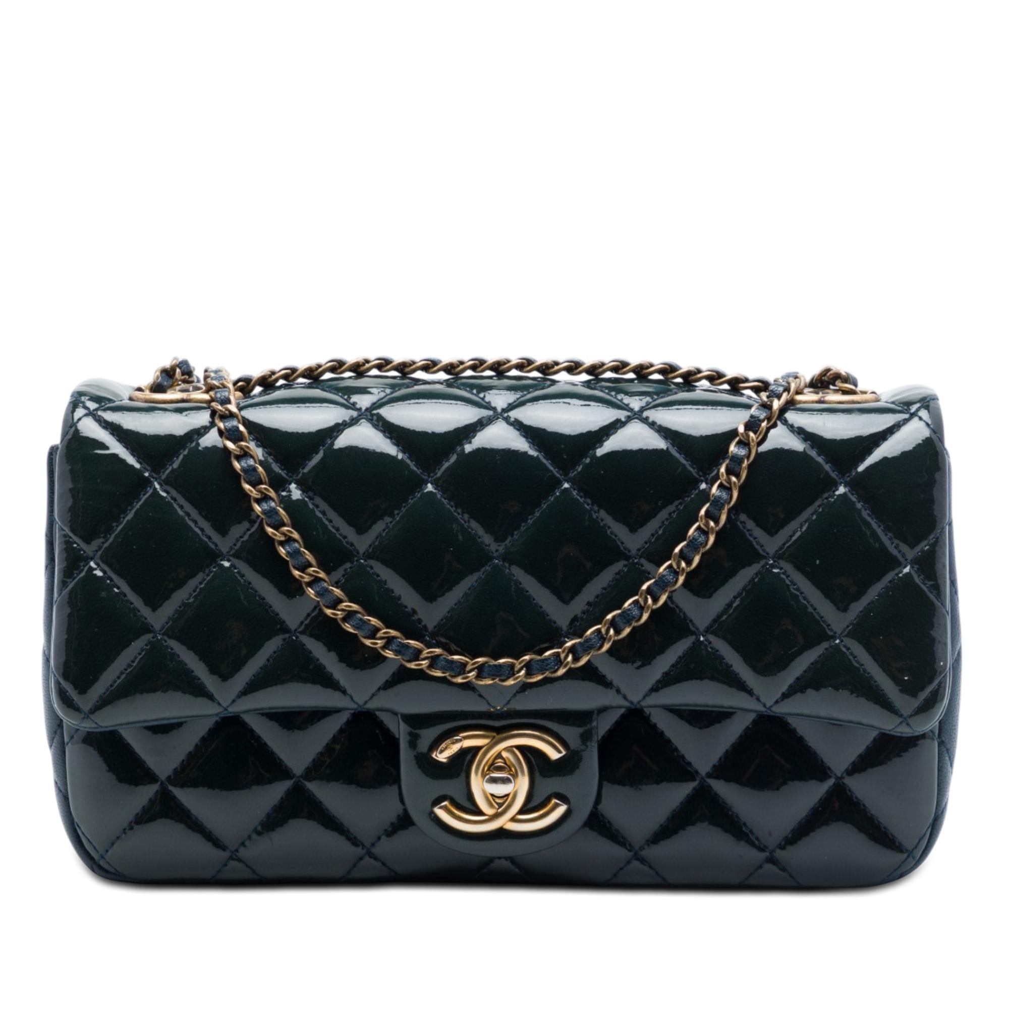 Chanel Paris Salzburg Medium Patent and Goatskin CC Eyelet Flap