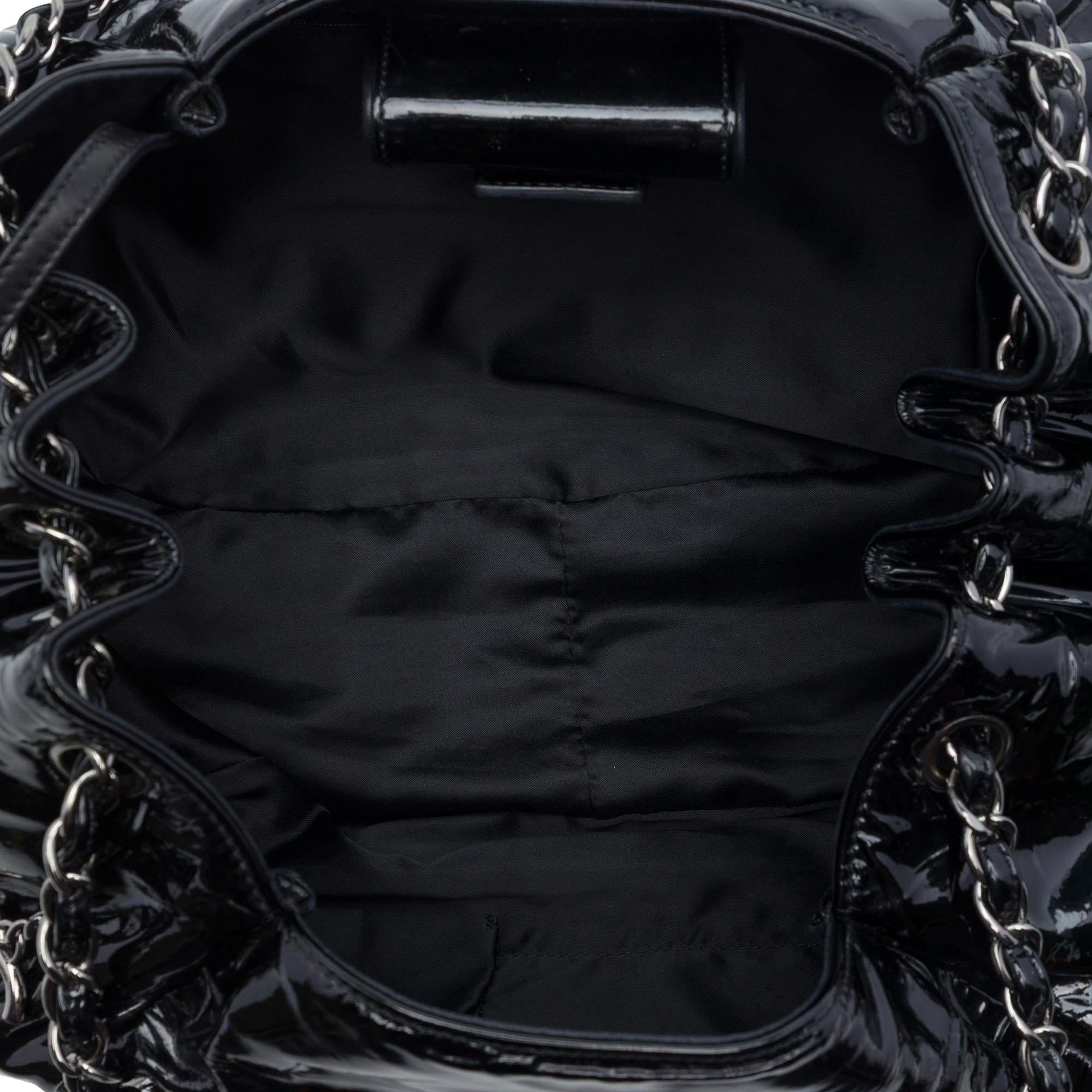 Chanel Patent Accordion Camellia Tote