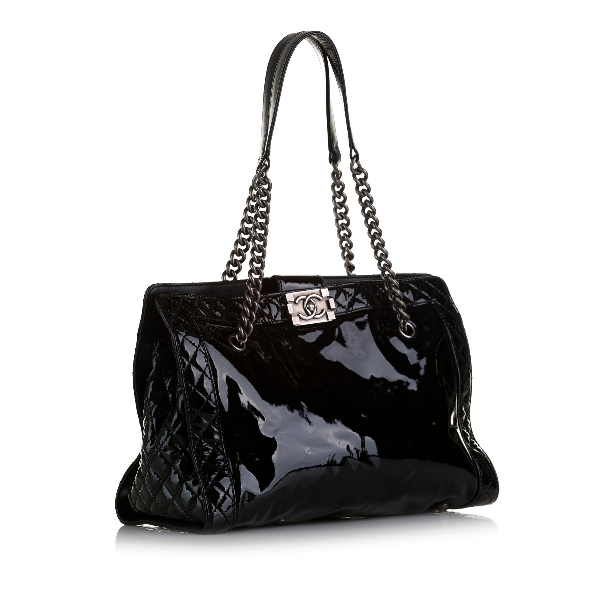 Chanel Patent Boy Reverso Shopping Tote