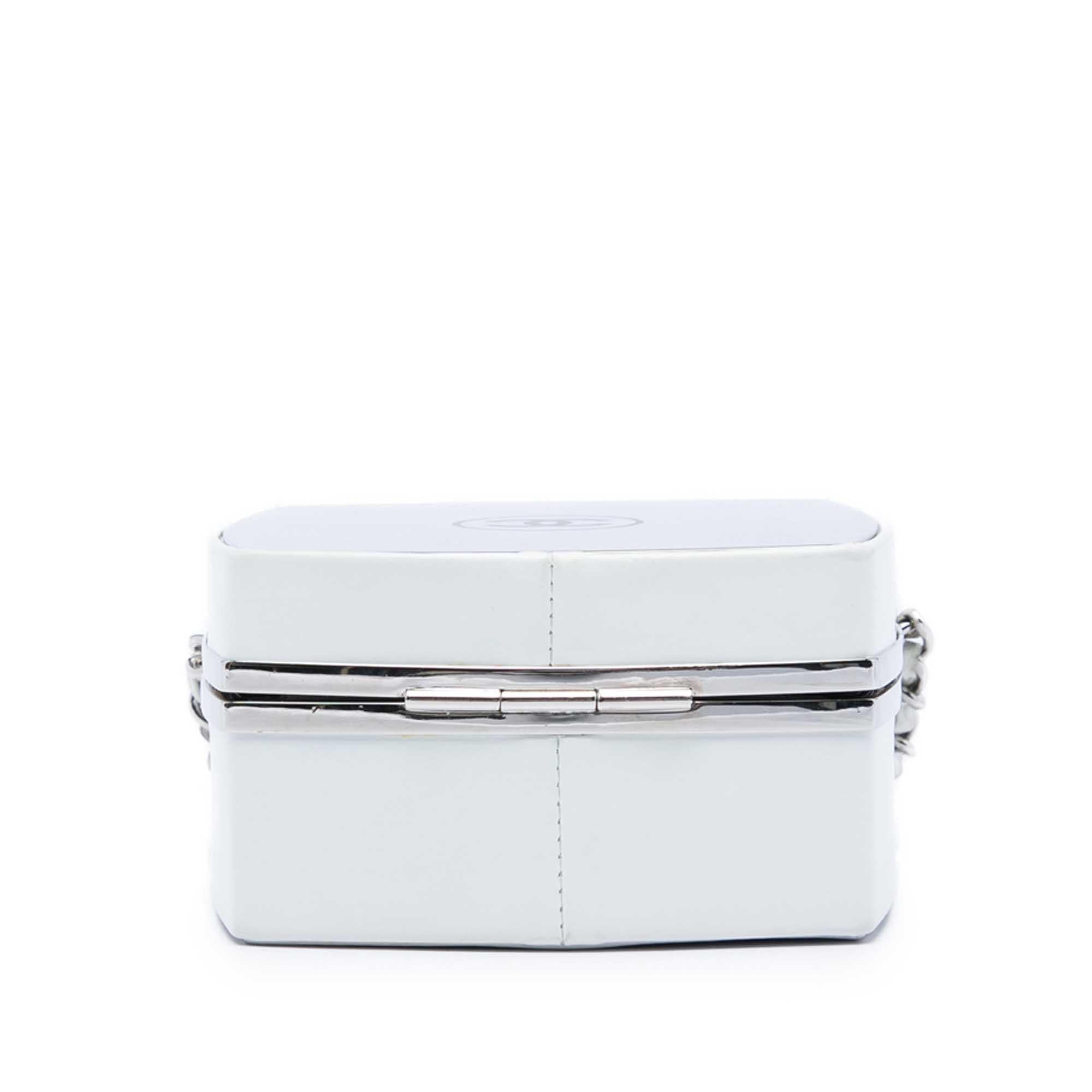 Chanel Patent Goatskin Make Up Box Clutch With Chain
