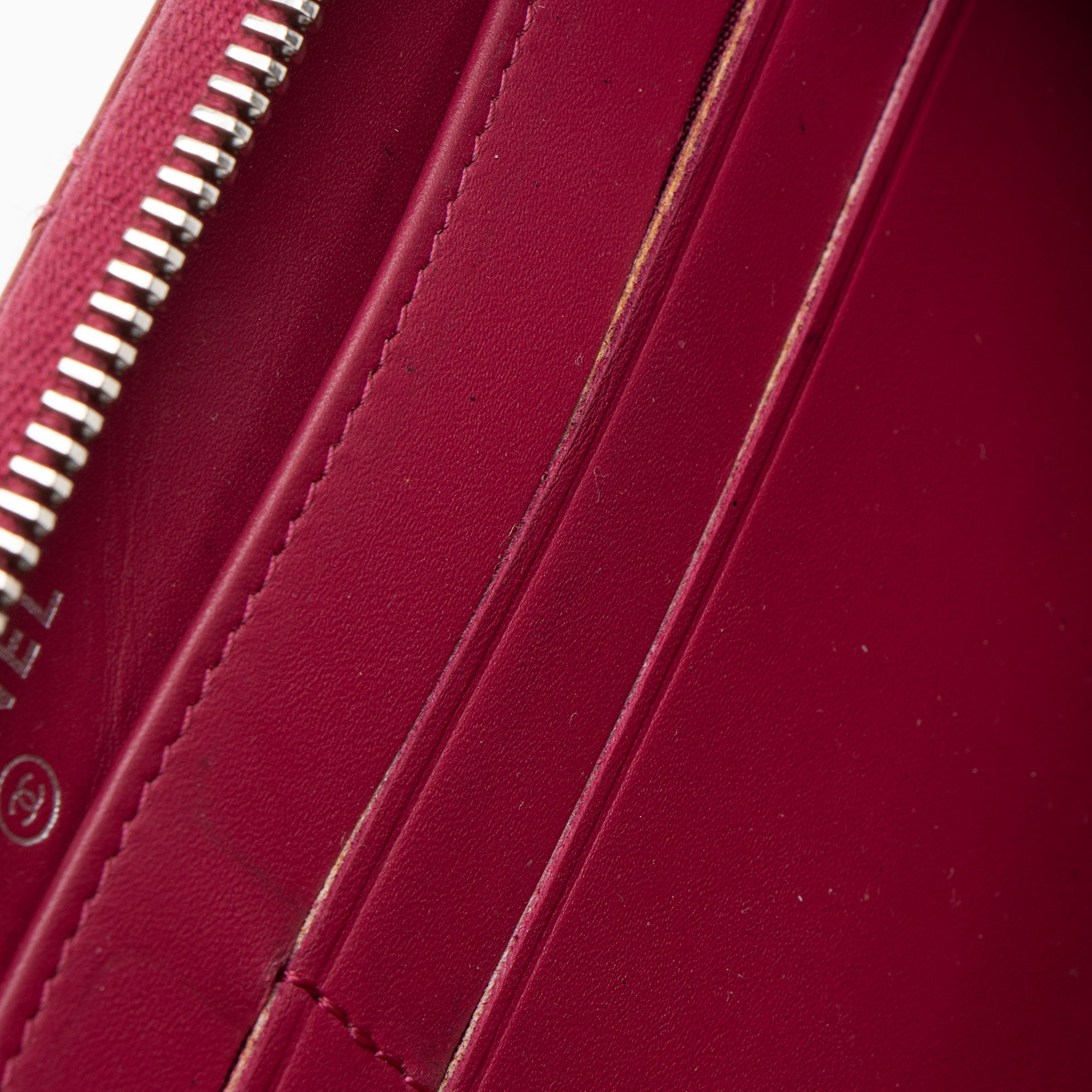 Chanel Patent Leather CC Zip Around Wallet